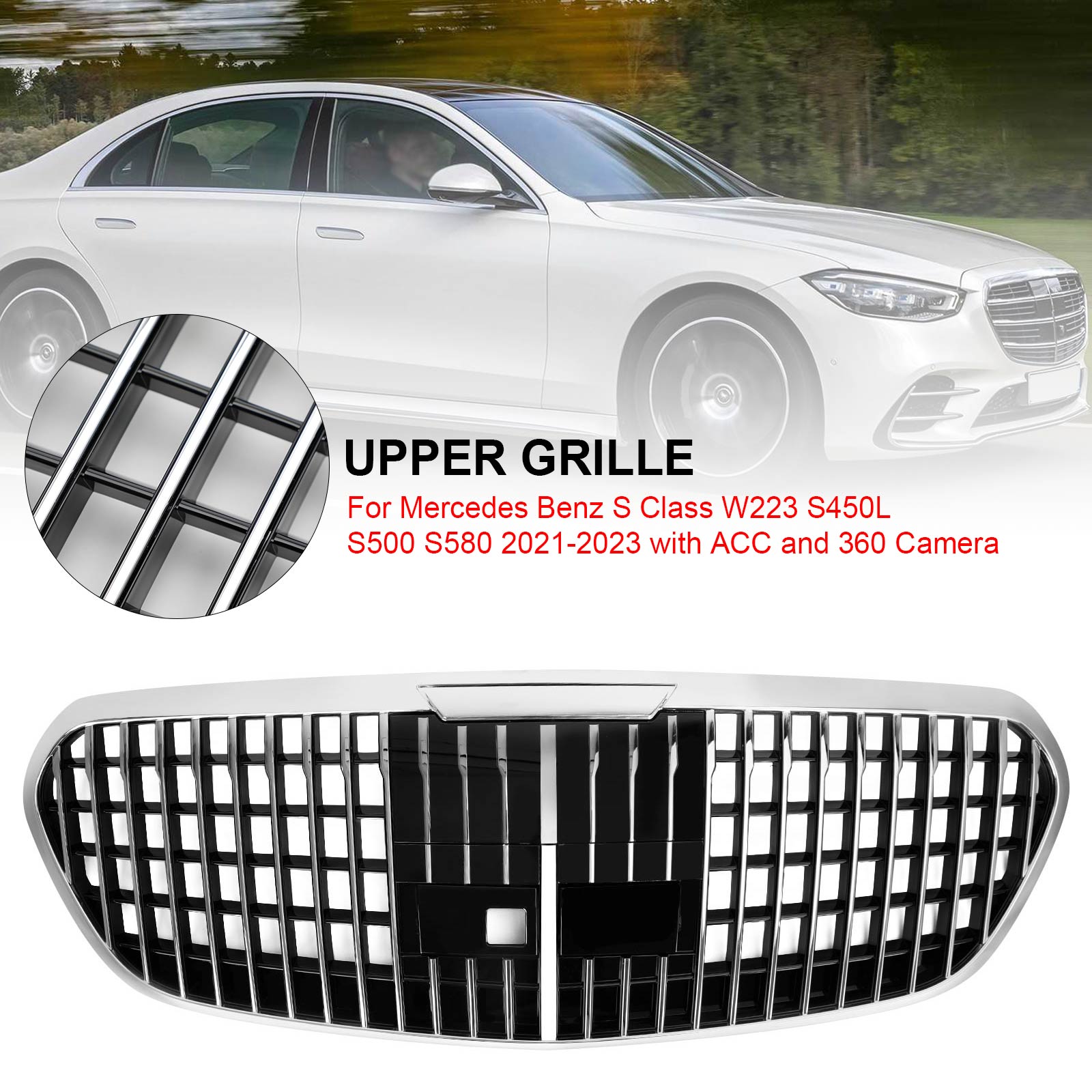 PALASER 2021-2023 Benz S-class W223 S450L S500 S580 Maybach Style SKD0062 Grille Mercedes Grill - Image 3
