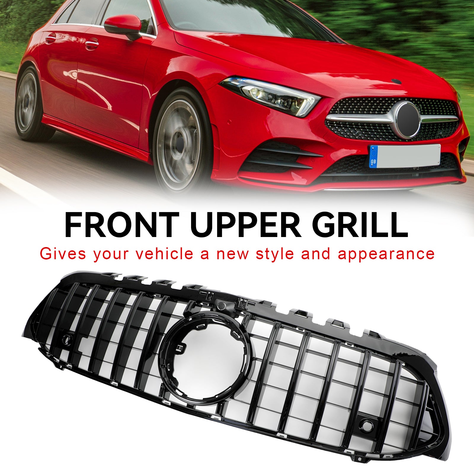 PALASER 2019-2021 Benz A-class W177 Gt Style Front Bumper Grille Black Grill - Image 5