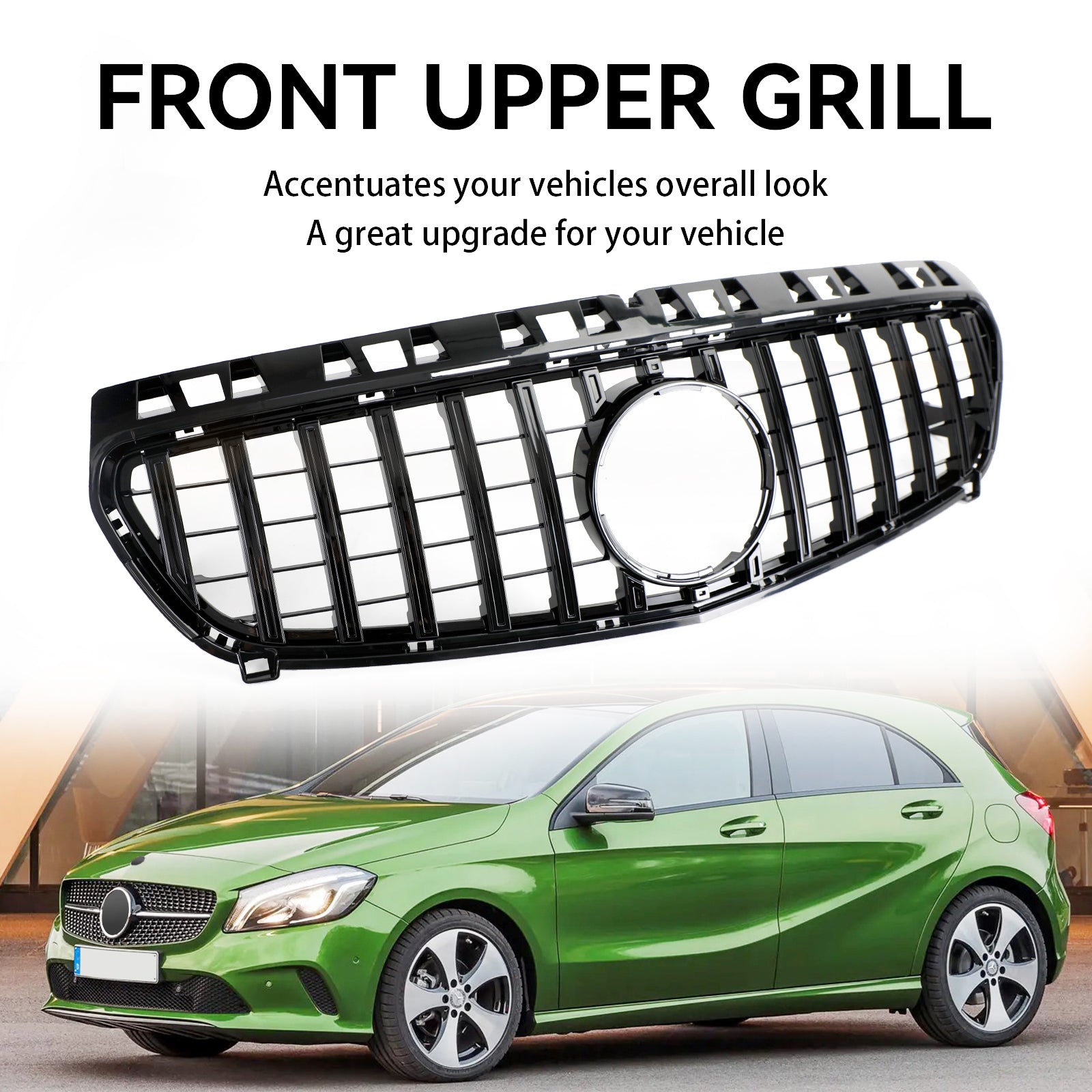 PALASER 2013-2015 Benz W176 A-class Front Bumper Grille Grill Gloss Black - Image 4