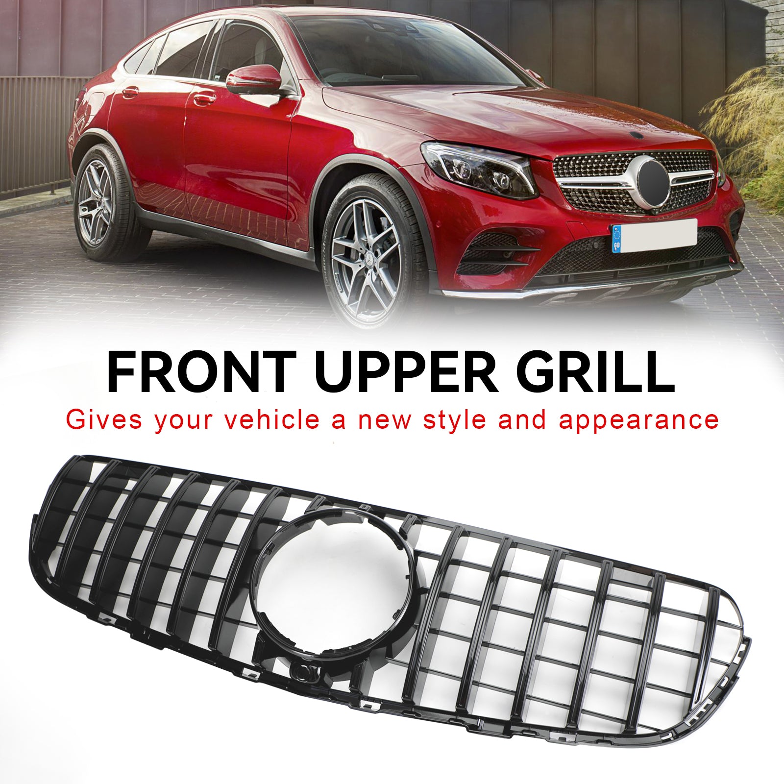 PALASER 2015-2019 Benz W253 Glc-class GLC300 GLC350 Front Bumper Grille Gloss Black Grill With Camera Hole