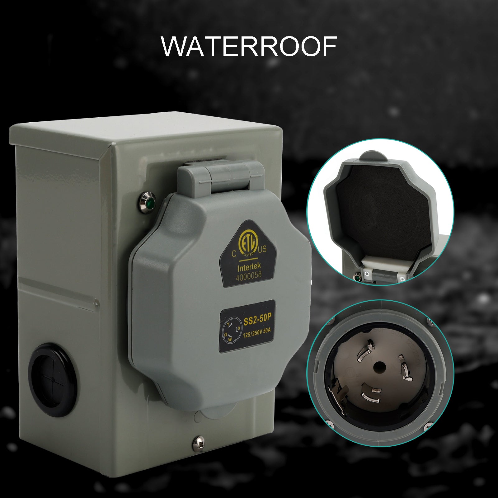PALASER Rv 50 Amp Power Inlet Box Outdoor Receptacle 3 Prong Locking Plug With LED Light - Image 6