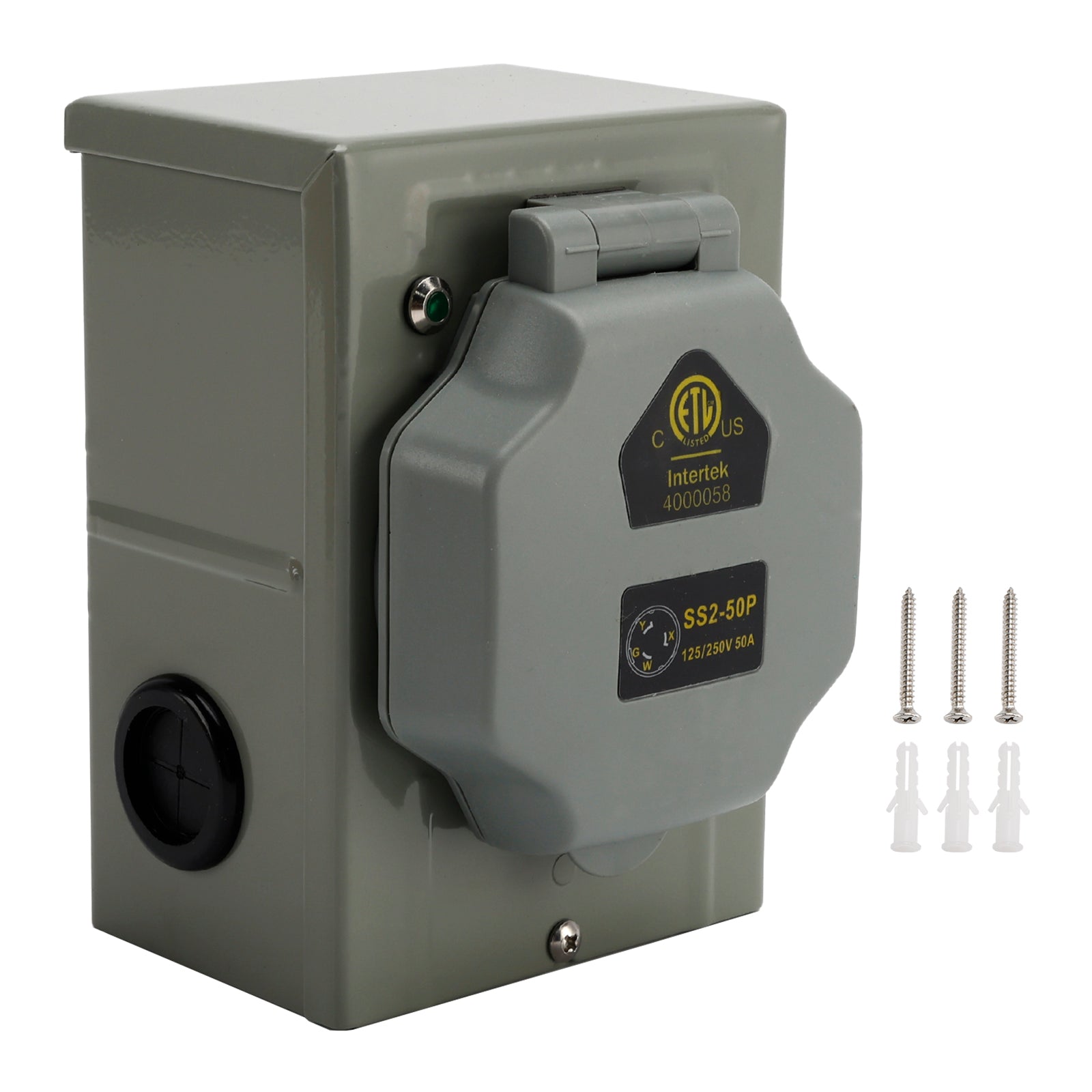 PALASER Rv 50 Amp Power Inlet Box Outdoor Receptacle 3 Prong Locking Plug With LED Light