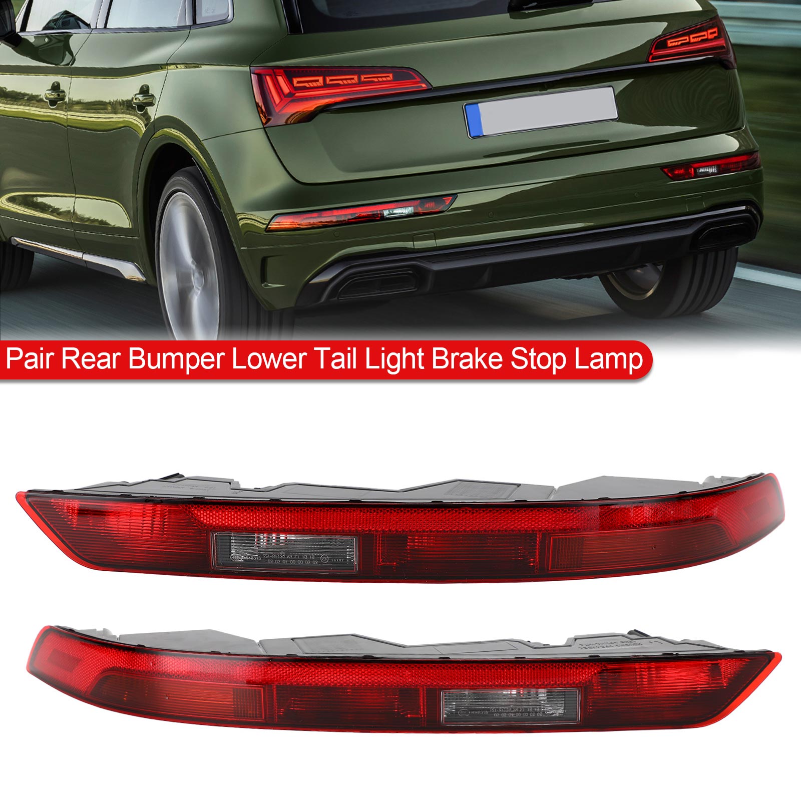 PALASER 18-21 Audi Q5 Us Version Stop Lamp Rear Bumper Lower Tail Light Brake