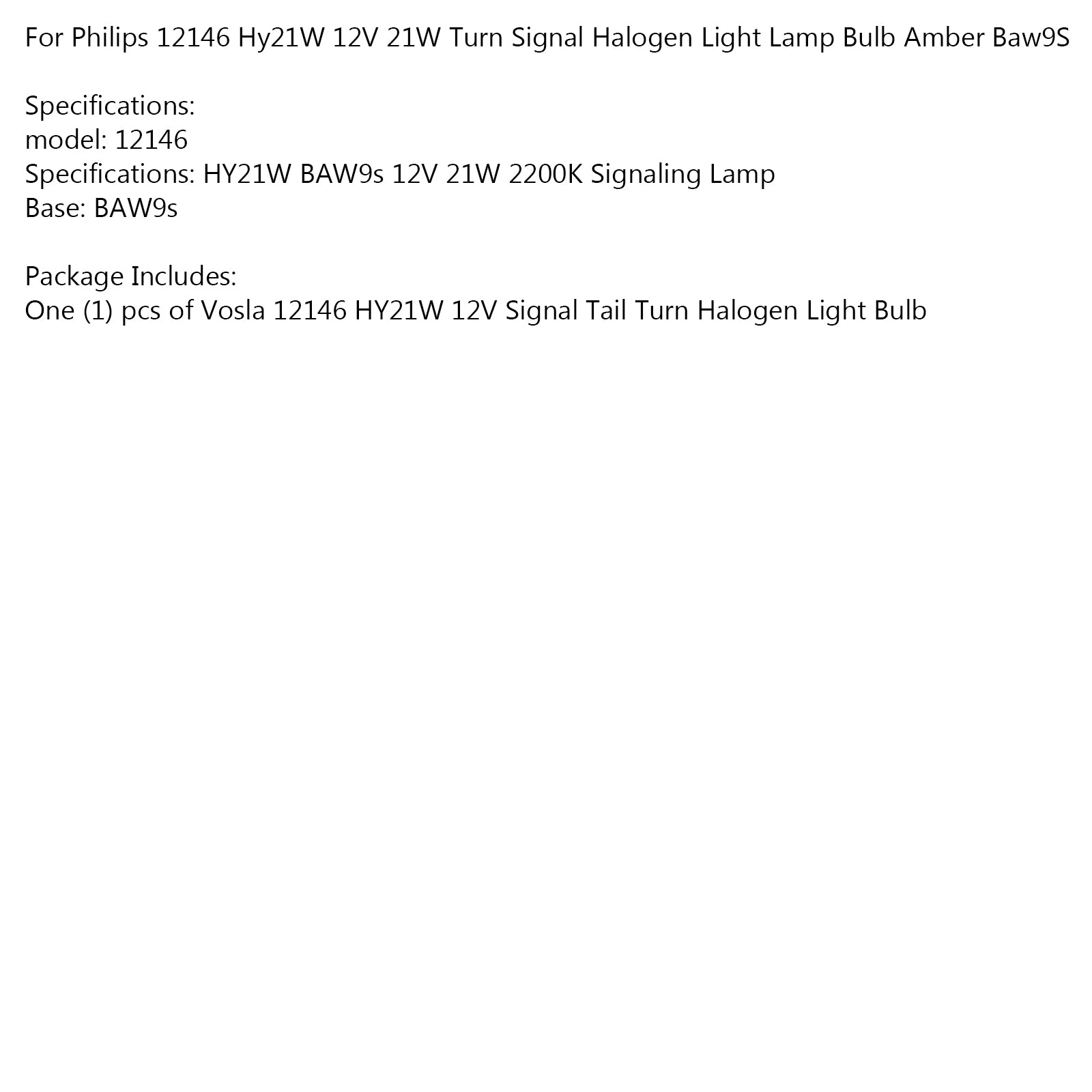 PALASER Philips 12146 Hy21W 12V 21W Turn Signal Halogen Light Lamp Bulb Amber Baw9S - Image 13