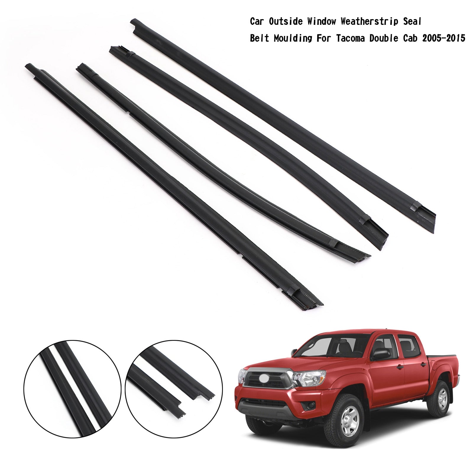 PALASER 2005-2015 Tacoma Double Cab Car Outside Window Weatherstrip Seal Belt Moulding - Image 3