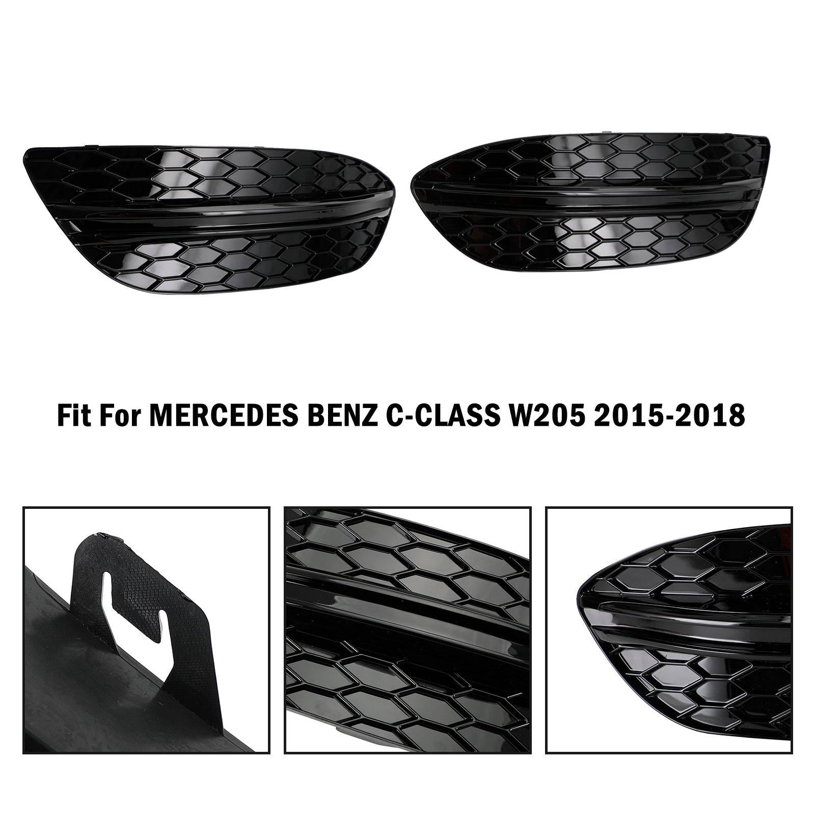 PALASER 2015-2018 Benz C-class W205 Base Sedan 2PCS Front Fog Light Cover - Image 7