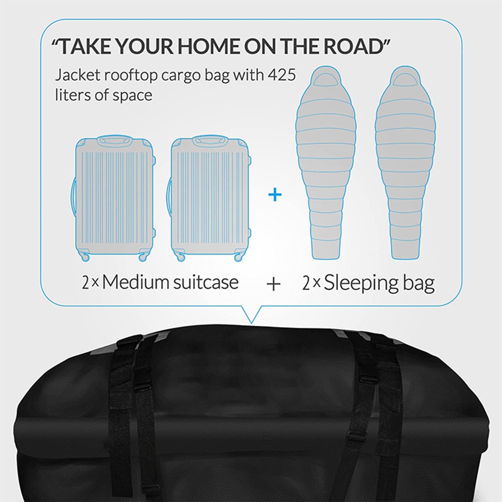 PALASER Waterproof Car Roof Top Rack Carrier Cargo Bag Luggage Cube Bag W/ Non-slip Mat - Image 7