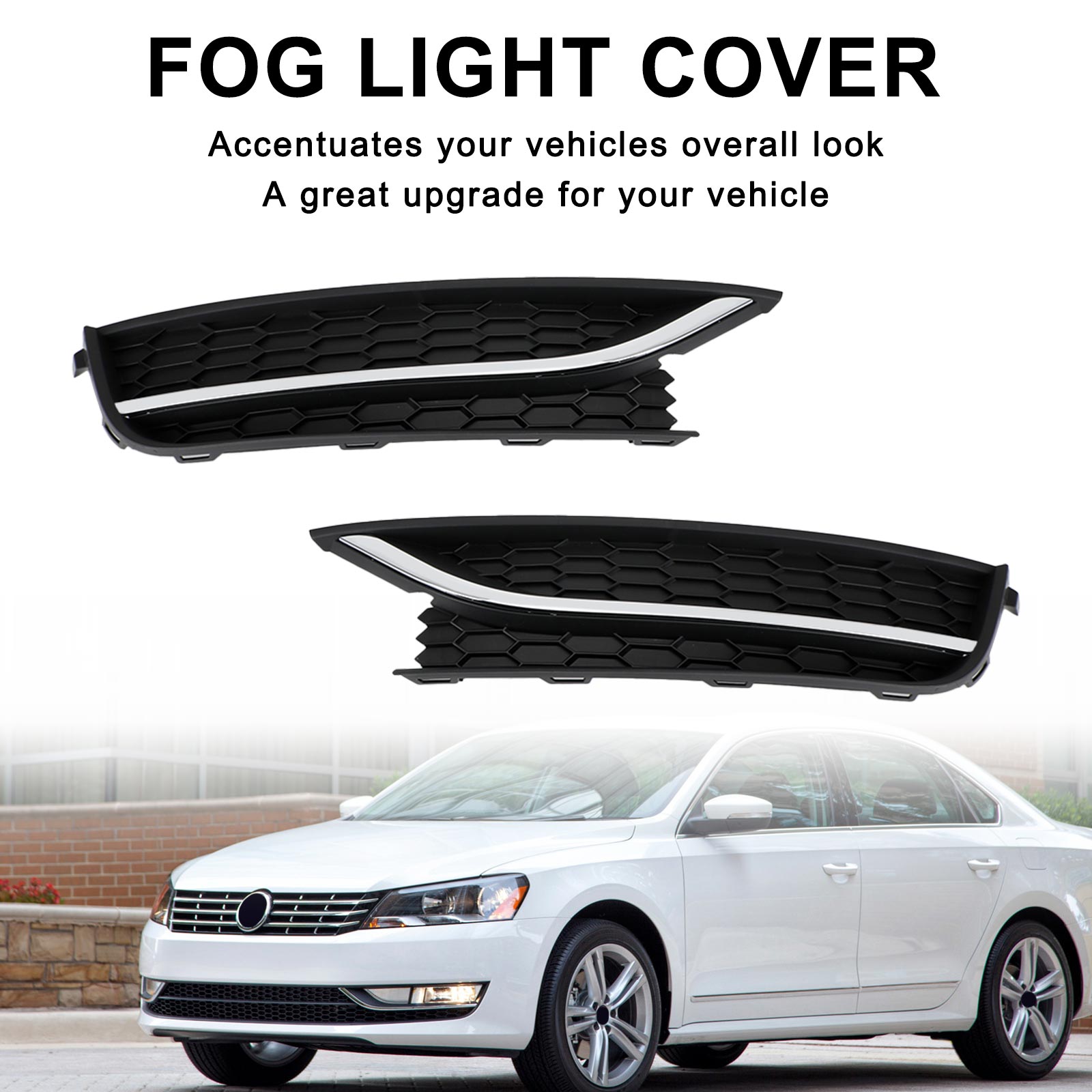 PALASER 2012-2015 Vw Passat 2PCS Front Driving Fog Light Cover Black/chrome