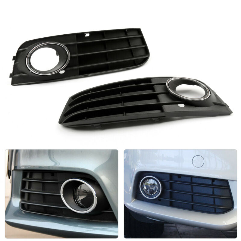 PALASER 2009-2011 Audi A4 B8 L+r Matte Black Front Bumper Fog Light Grille Cover