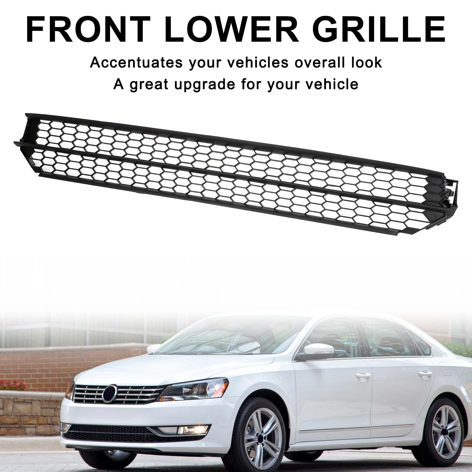 PALASER Vw Passat 12-15 Honeycomb Front Bumper Lower Black Grill 5618536779B9 VW1036126 - Image 4