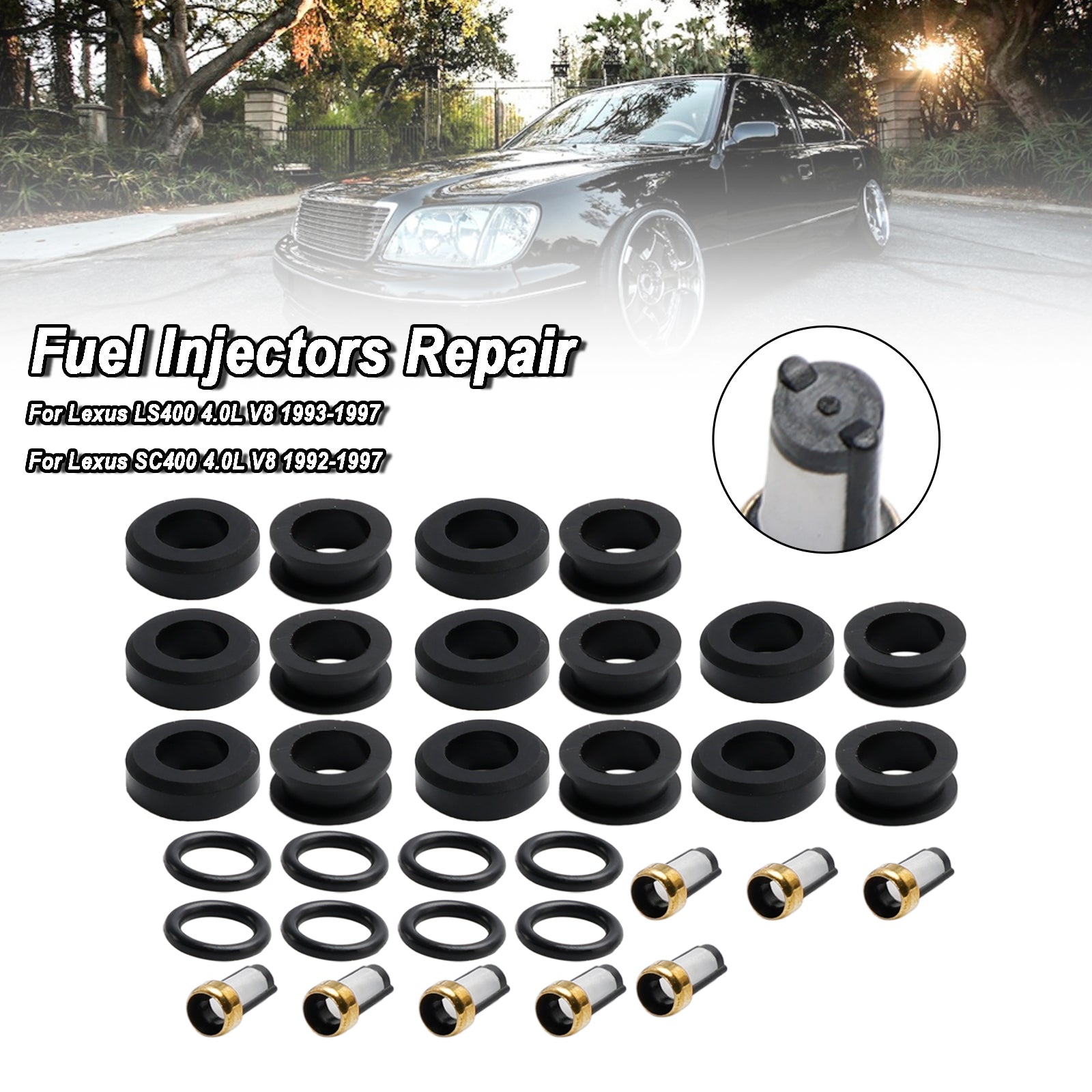 PALASER 1993-1997 Lexus LS400 4.0L V8 Fuel Injector Repair Kits 23250-50020 FJ525 - Image 2