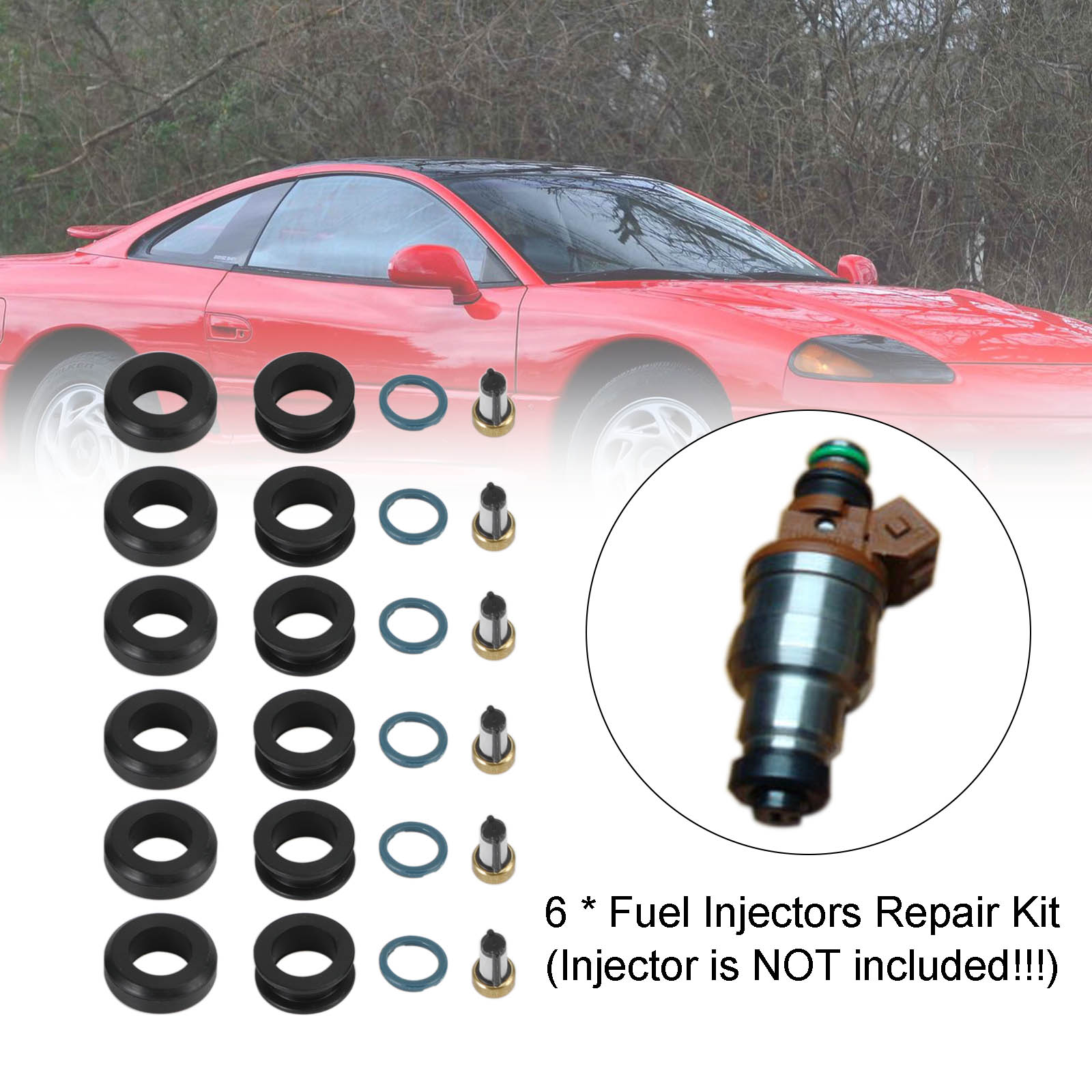 PALASER Dodge Stealth 1991-1996 6PCS Fuel Injectors Seal O-ring Kit 18-10066 INP-014 MD164888 - Image 3
