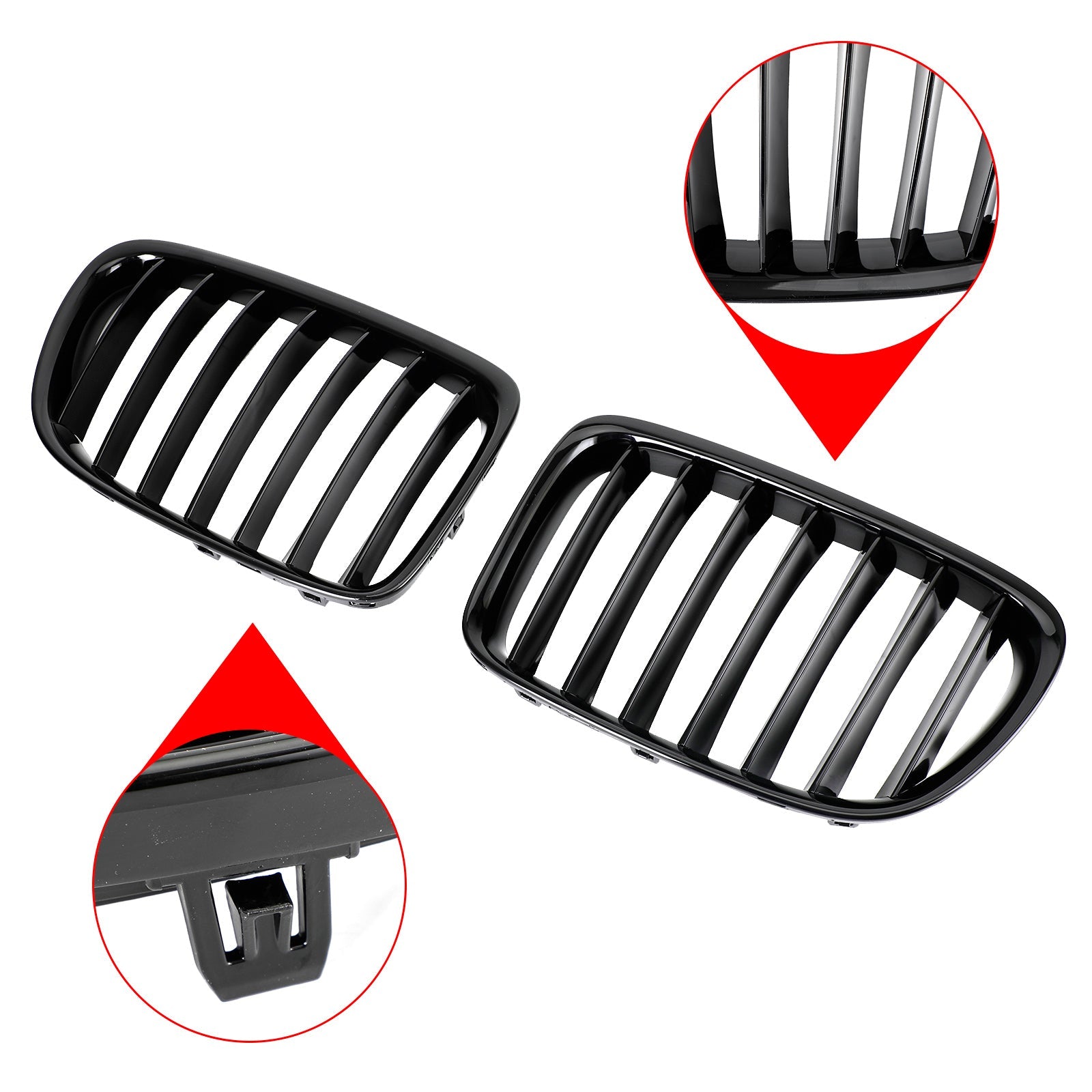 PALASER 2009-2014 BMW X1 E84 Gloss Black Front Hood Kidney Grill 51112993305 51112993306 51112993307 - Image 5
