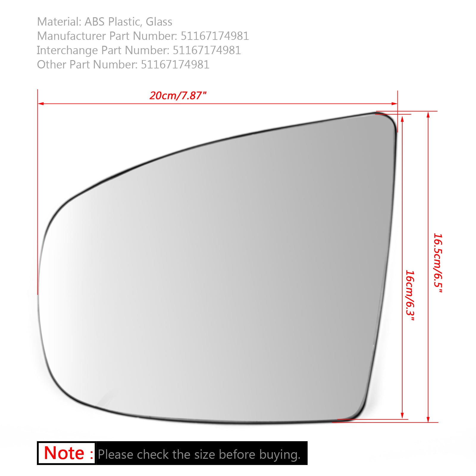 PALASER 2008-2014 BMW X5 X6 E70 E71 E72 Left Heated Wing Side Mirror White Glass - Image 4