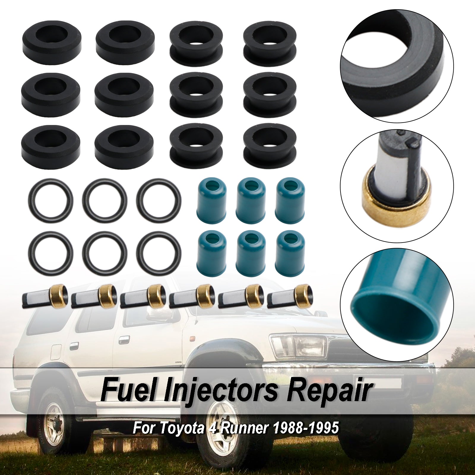 PALASER 1988-1995 Toyota 4 Runner 3VZE Truck Fuel Injector Repair Seal Rebuild Kit 4-319 - Image 5