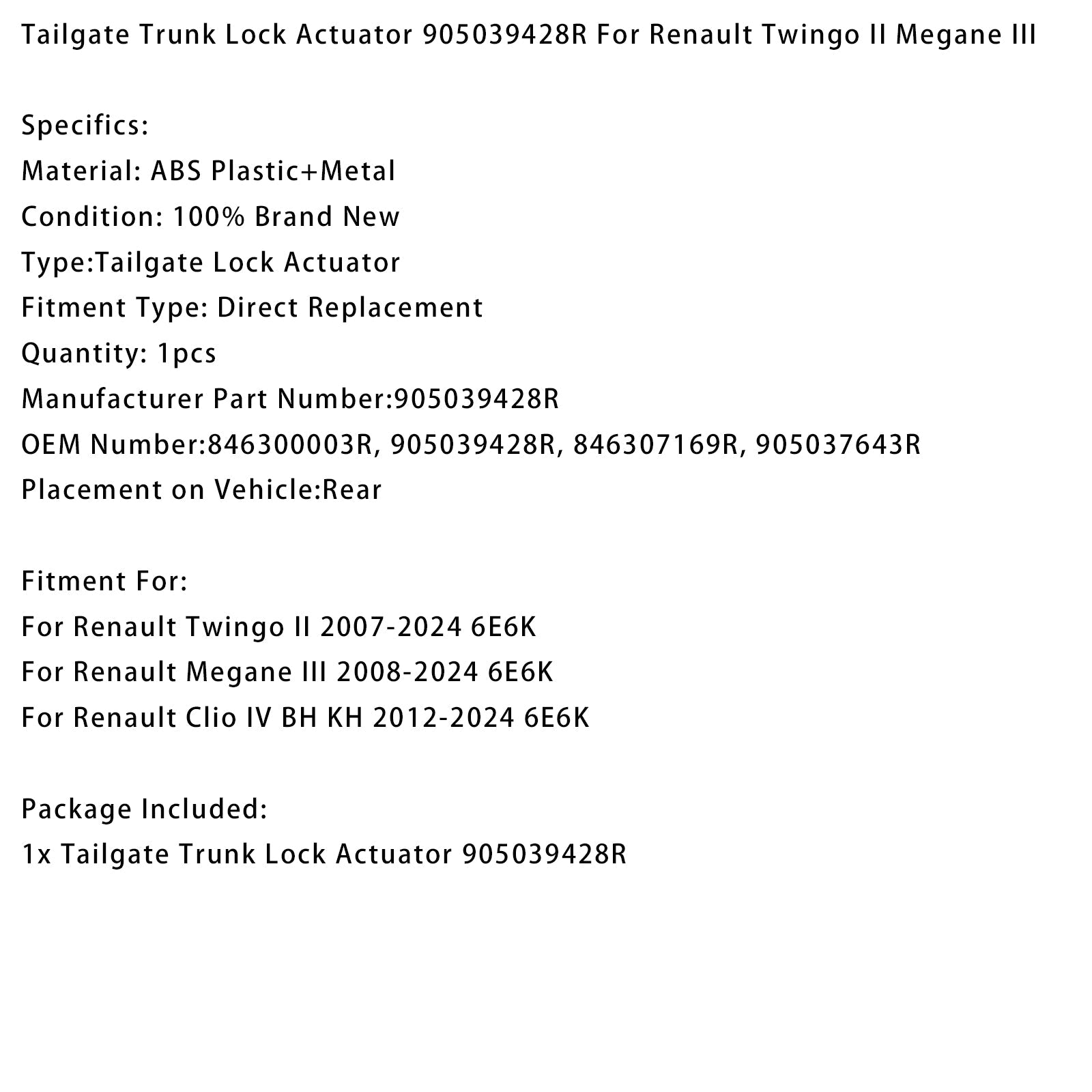 PALASER Tailgate Trunk Lock Actuator 905039428R For Renault Twingo Ii Megane Iii - Image 8
