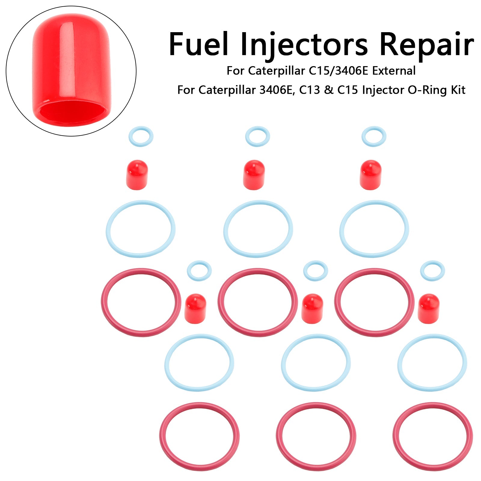 PALASER Caterpillar Cat C15/3406E External 6Pcs Fuel Injectors Seal O-ring Kit 2481394 1895390 - Image 5
