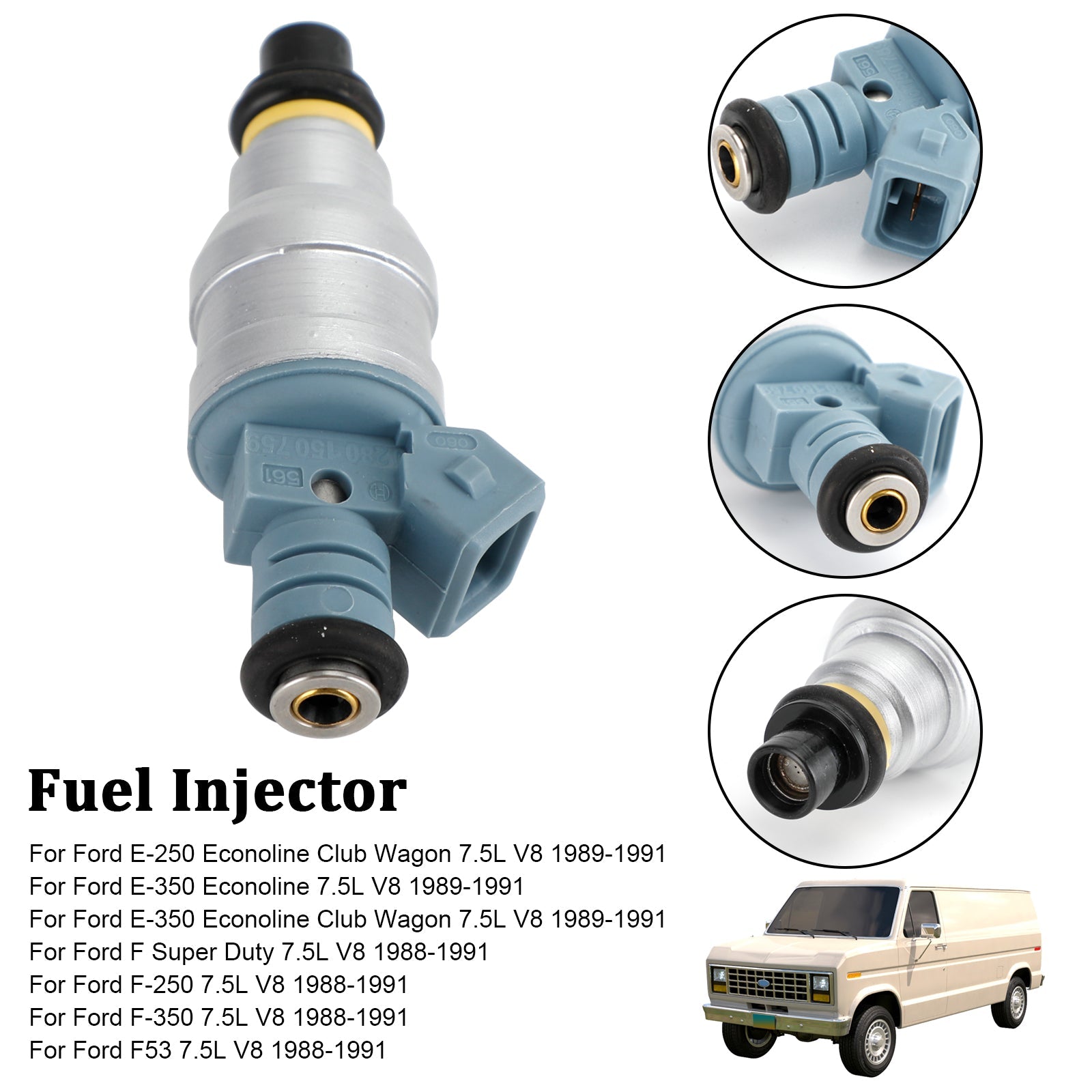 PALASER 1PCS Fuel Injector 0280150759 822-11120 Fit Ford E-250 E-350 7.5L V8 1988-1991 - Image 9
