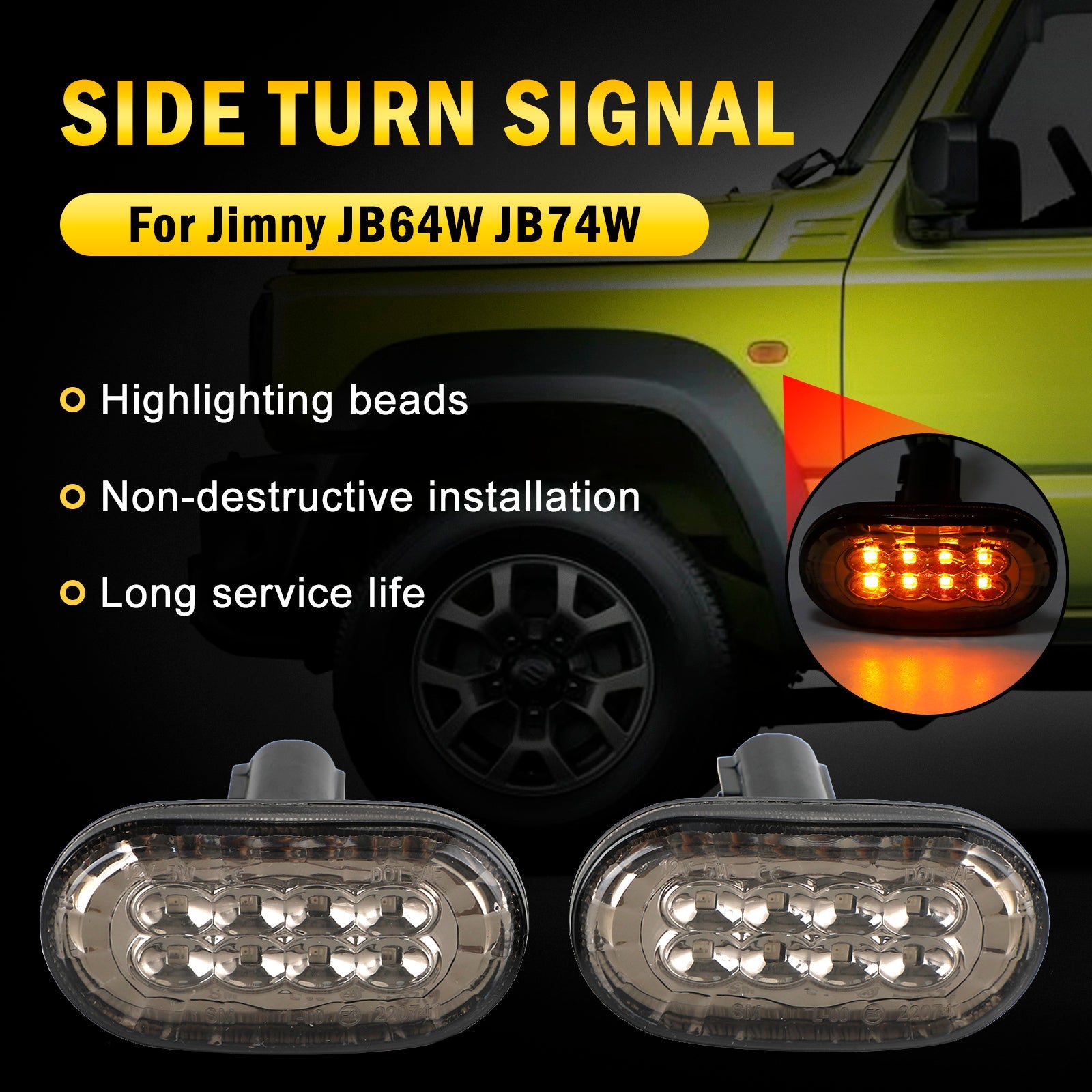 PALASER Suzuki Jimny JB64 JB74 Pair Of Side Marker Light Turn Signal Light Smoked - Image 2
