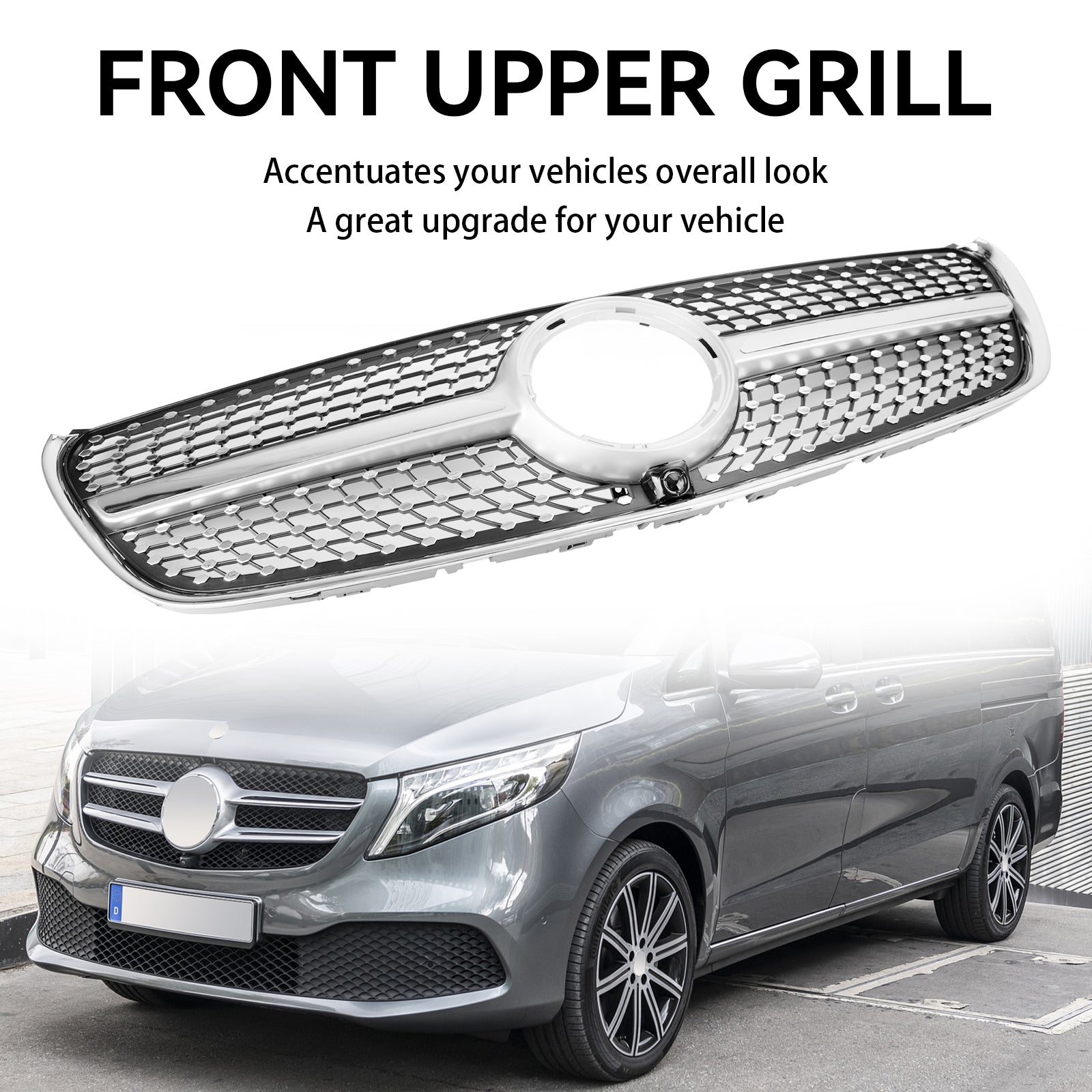 PALASER 2014-03.2019 Benz W447 V-class Diamond Front Upper Grille Grill - Image 2
