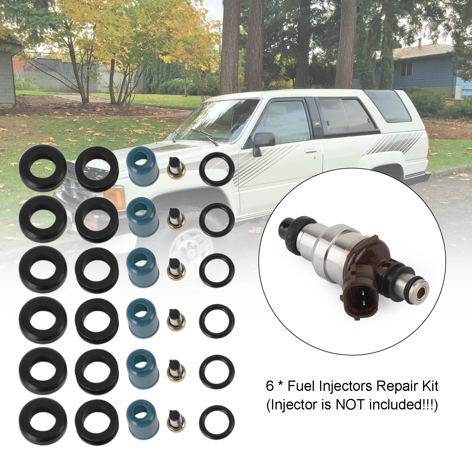 PALASER Toyota Truck 4 Runner 1988-1995 3.0L 3VZE 6PCS Fuel Injectors Repair Seal Rebuild Kit 23209-65020 23250-65020 195500-5400 - Image 3