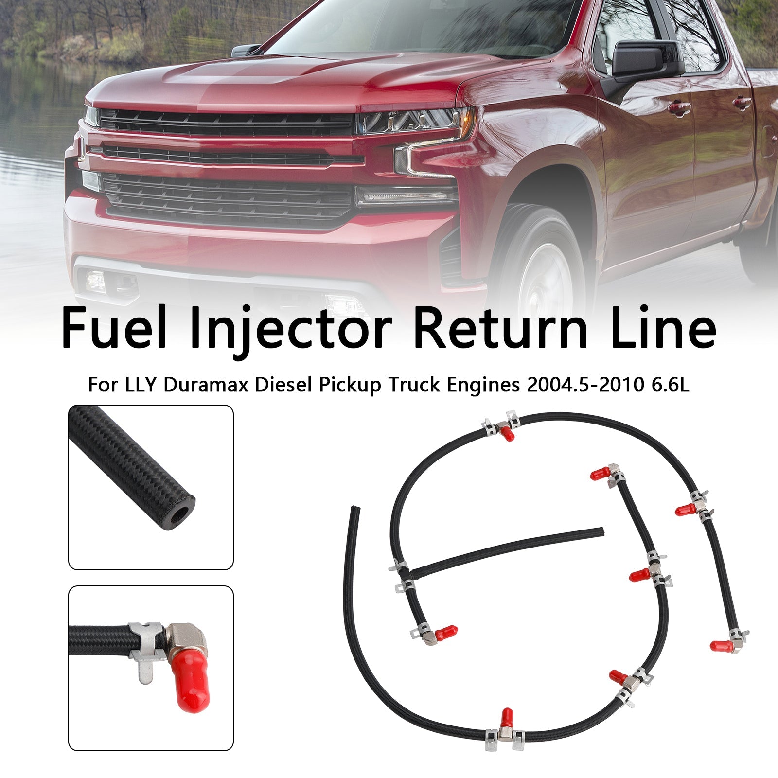 PALASER 2004-2010 Duramax Diesel Truck Engines 6.6L Fuel Injector Return Line Kit 97328733 8973287331 - Image 4