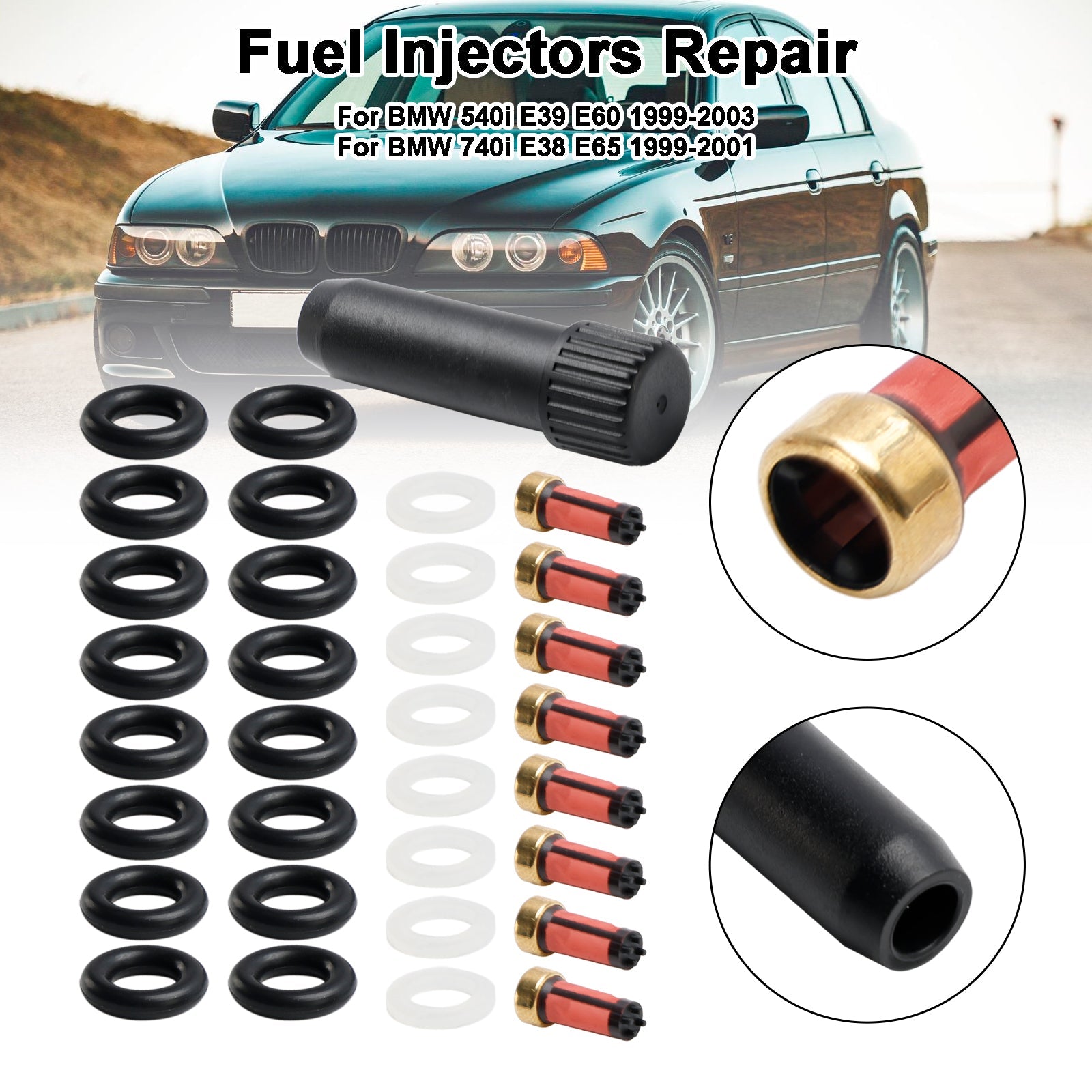PALASER 1999-2003 BMW 540i E39 E60 Fuel Injector Repair Seal Kit 0280155823 FJ754 - Image 5