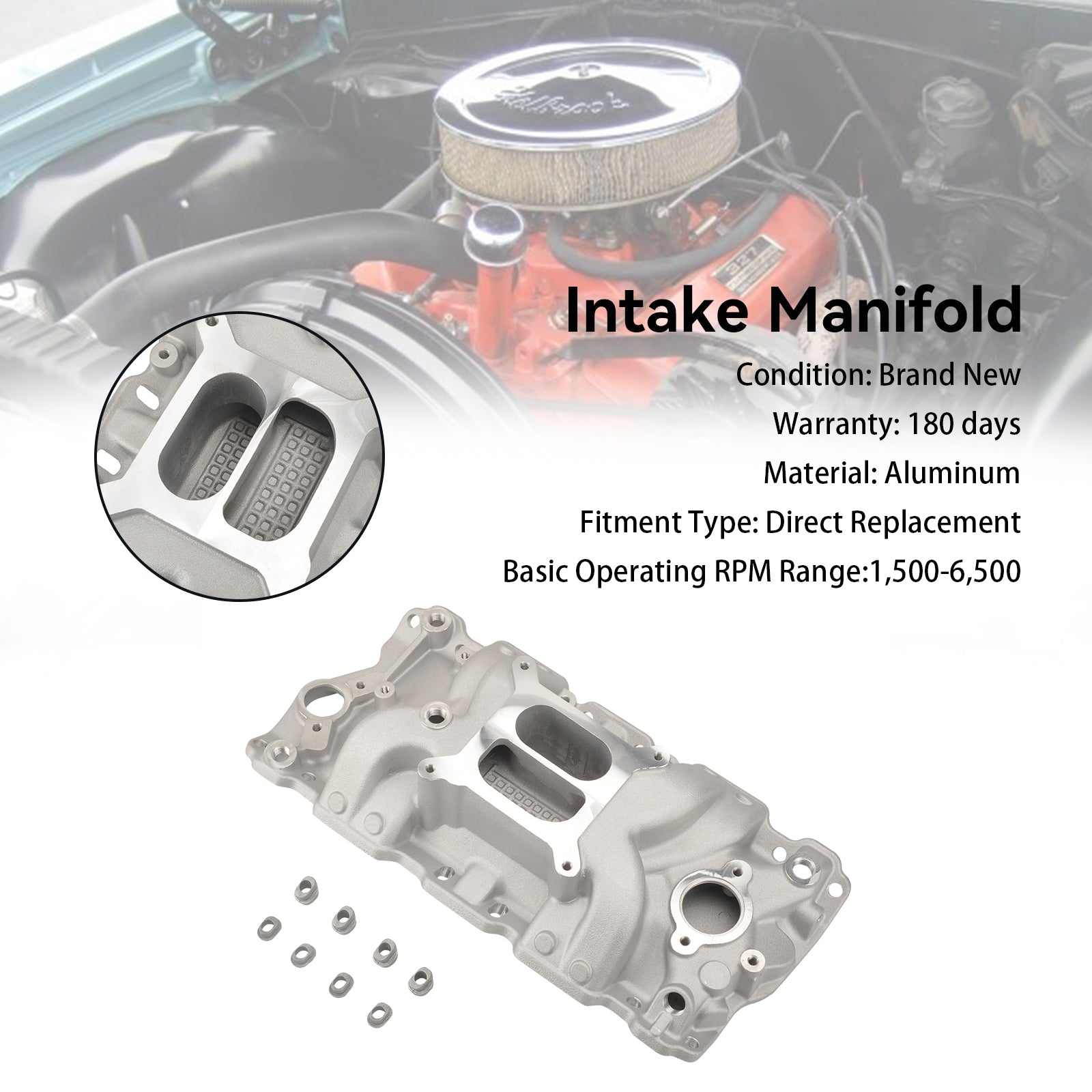 PALASER Chevy Small Block 305 327 350 400 57-86 High Rise Dual Plane Intake Manifold - Image 5