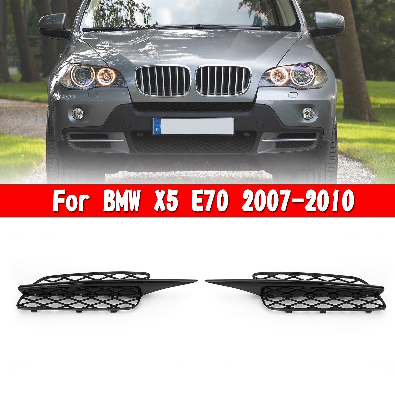 PALASER 2007-2010 BMW X5 E70 Pair Front Bumper Fog Light Grill Grille 51117159593 51117159594 - Image 3