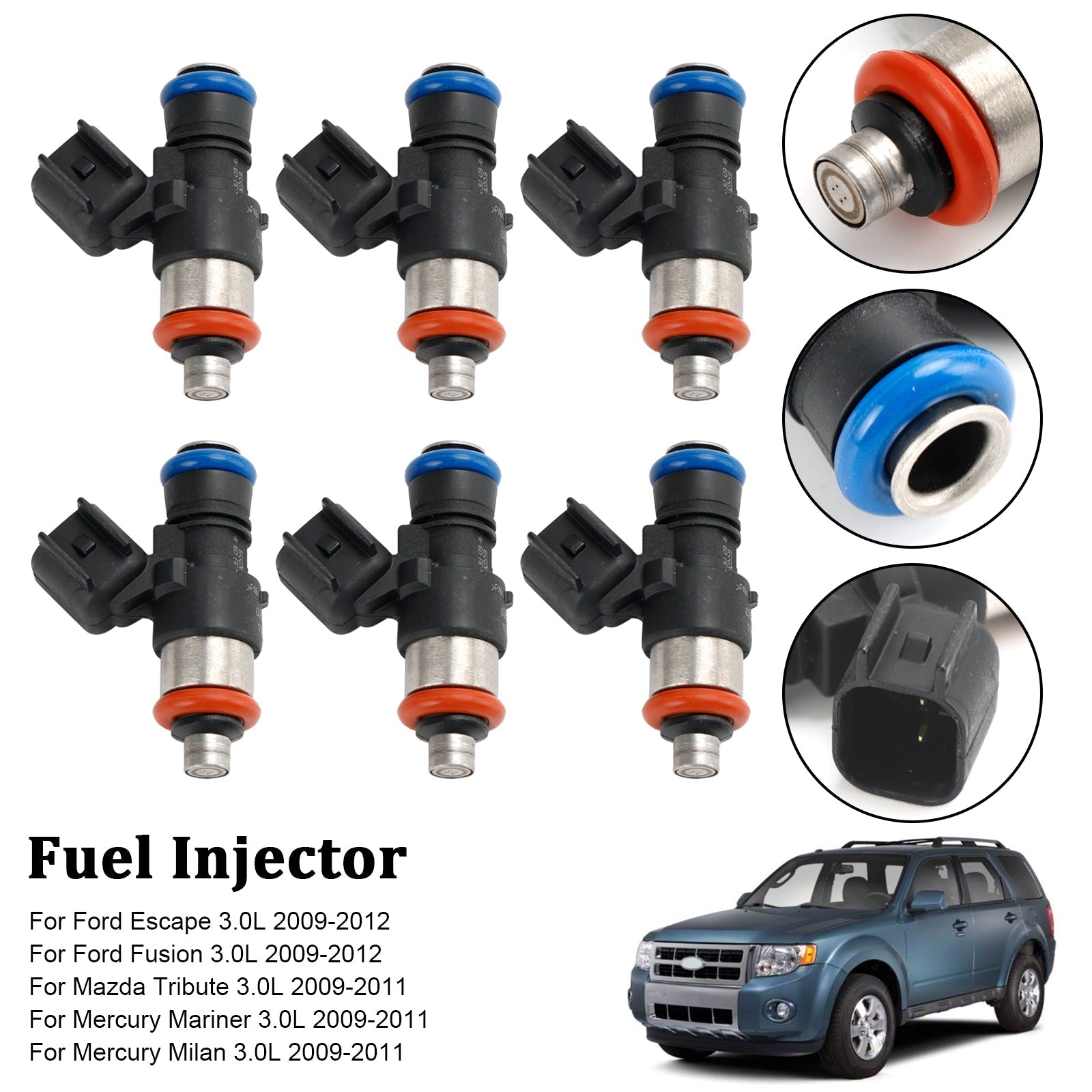 PALASER 2009-2011 Mercury Mariner Milan 3.0L 6PCS Fuel Injector 0280158189 161167 CM51 - Image 10