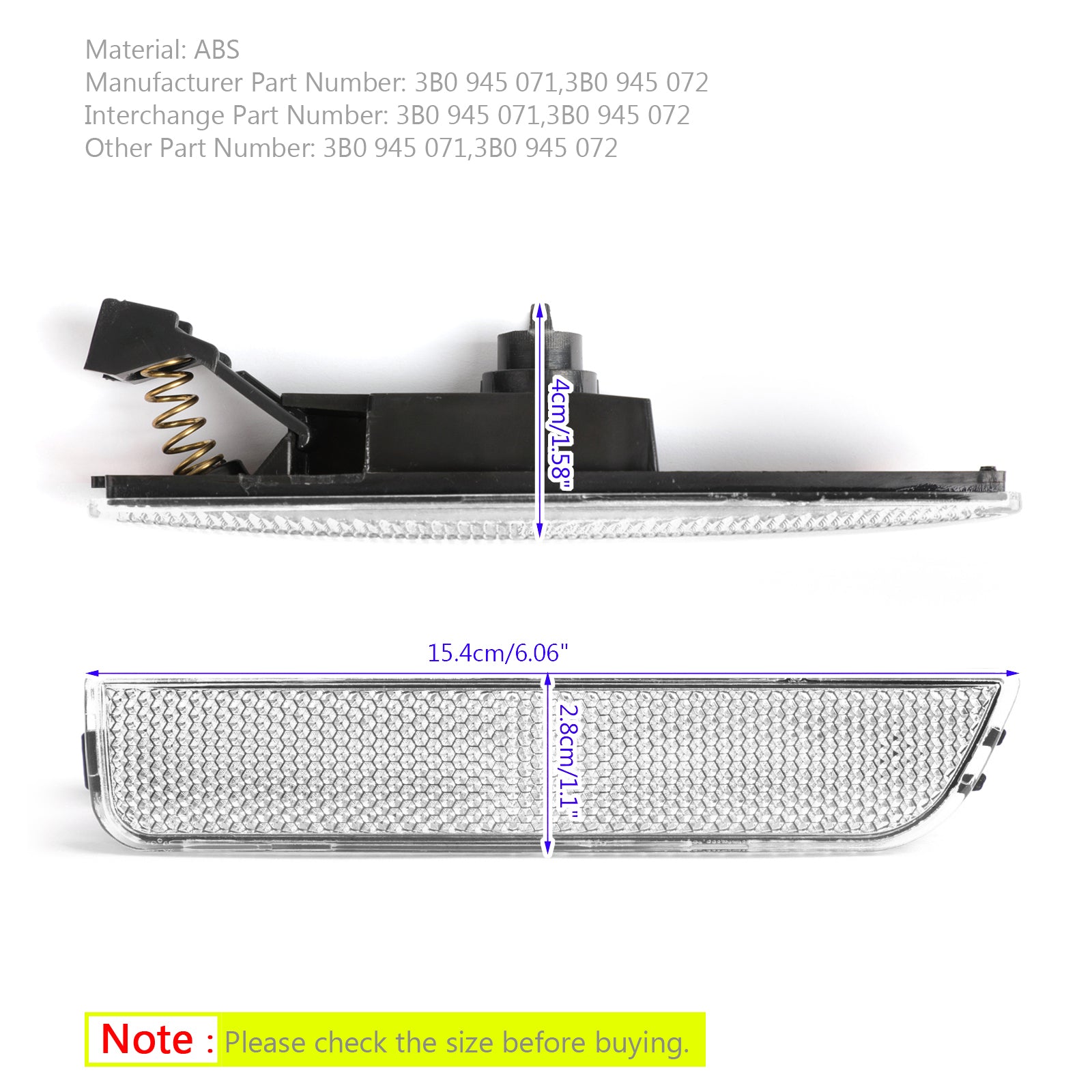 PALASER 2001-2005 Vw Passat B5.5 Pair White Front Bumper Side Marker Lights - Image 2