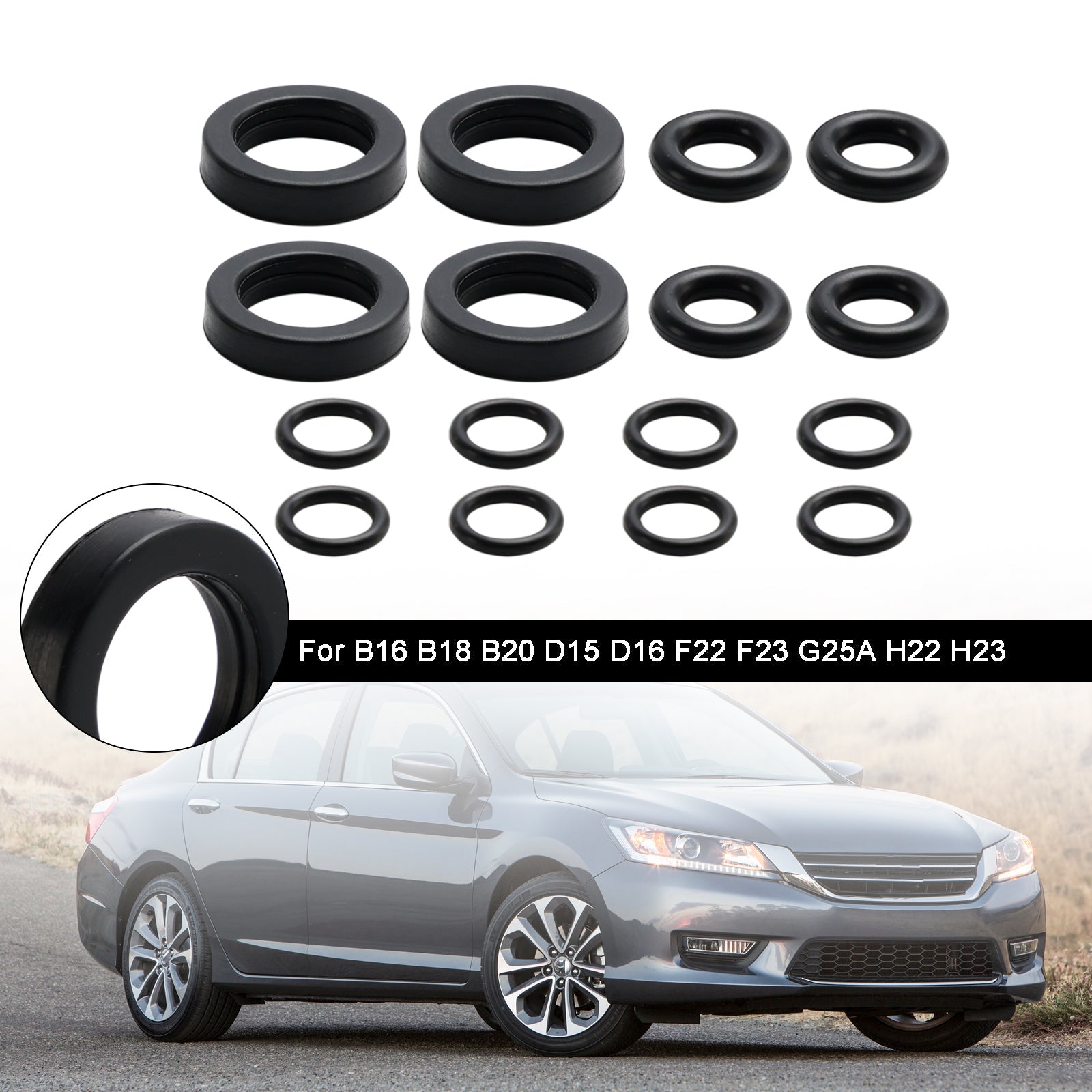 PALASER Honda Accord Crx Civic Delsol Prelude 4Pcs Fuel Injector Seal O-ring Kit BK14H - Image 4
