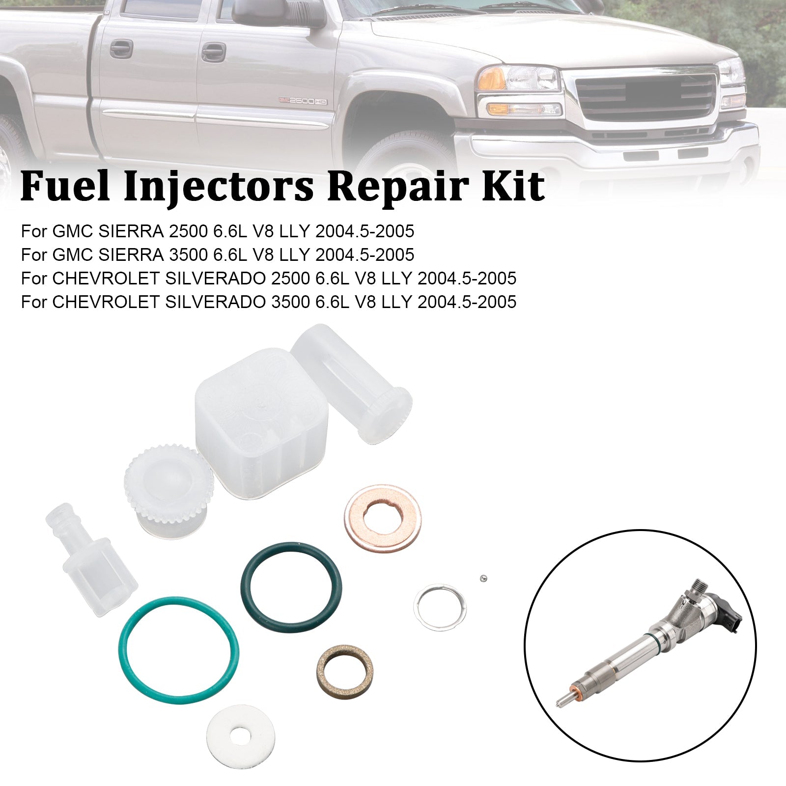 PALASER 8PCS Fuel Injector Repair Kit Fit Chevy Fit GMC Duramax 6.6L 2004-2005 Diesel - Image 6