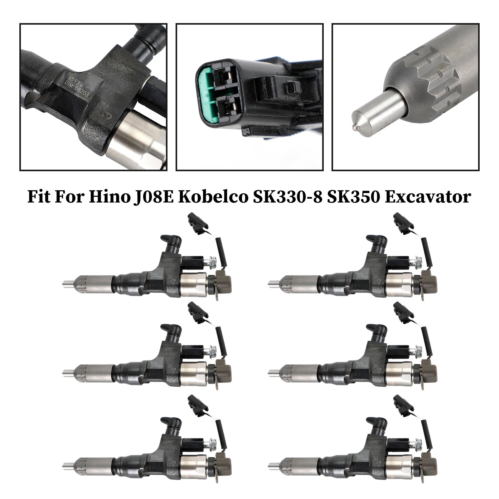 PALASER Hino J08E Kobelco SK330-8 SK350 Excavator 6PCS Fuel Injectors 095000-6593 CB84034501S 23670-E0010 - Image 10