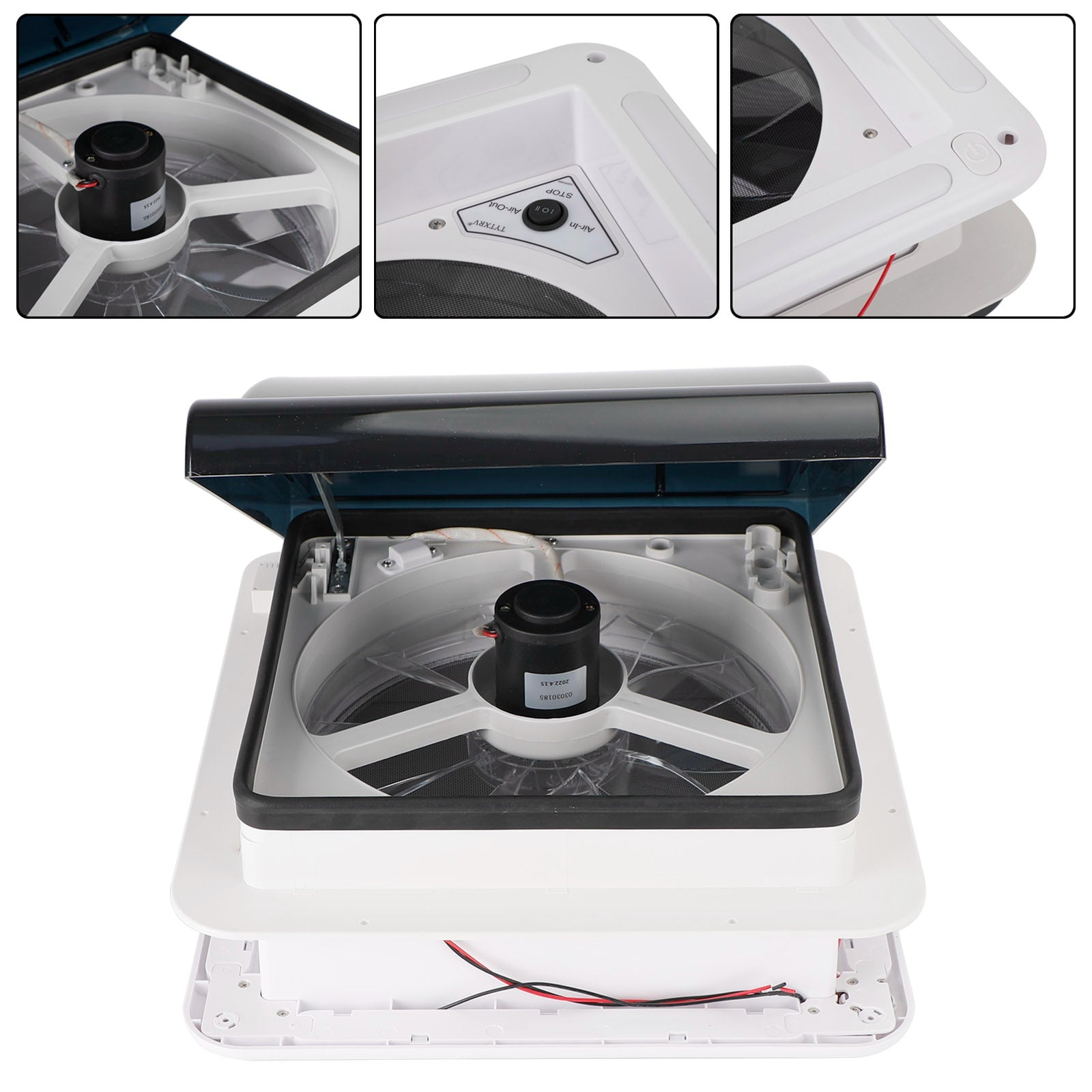 PALASER 14" Rv Caravan Roof Vent Manual Rv Camper Fan 12V Skylight With LED Light - Image 6