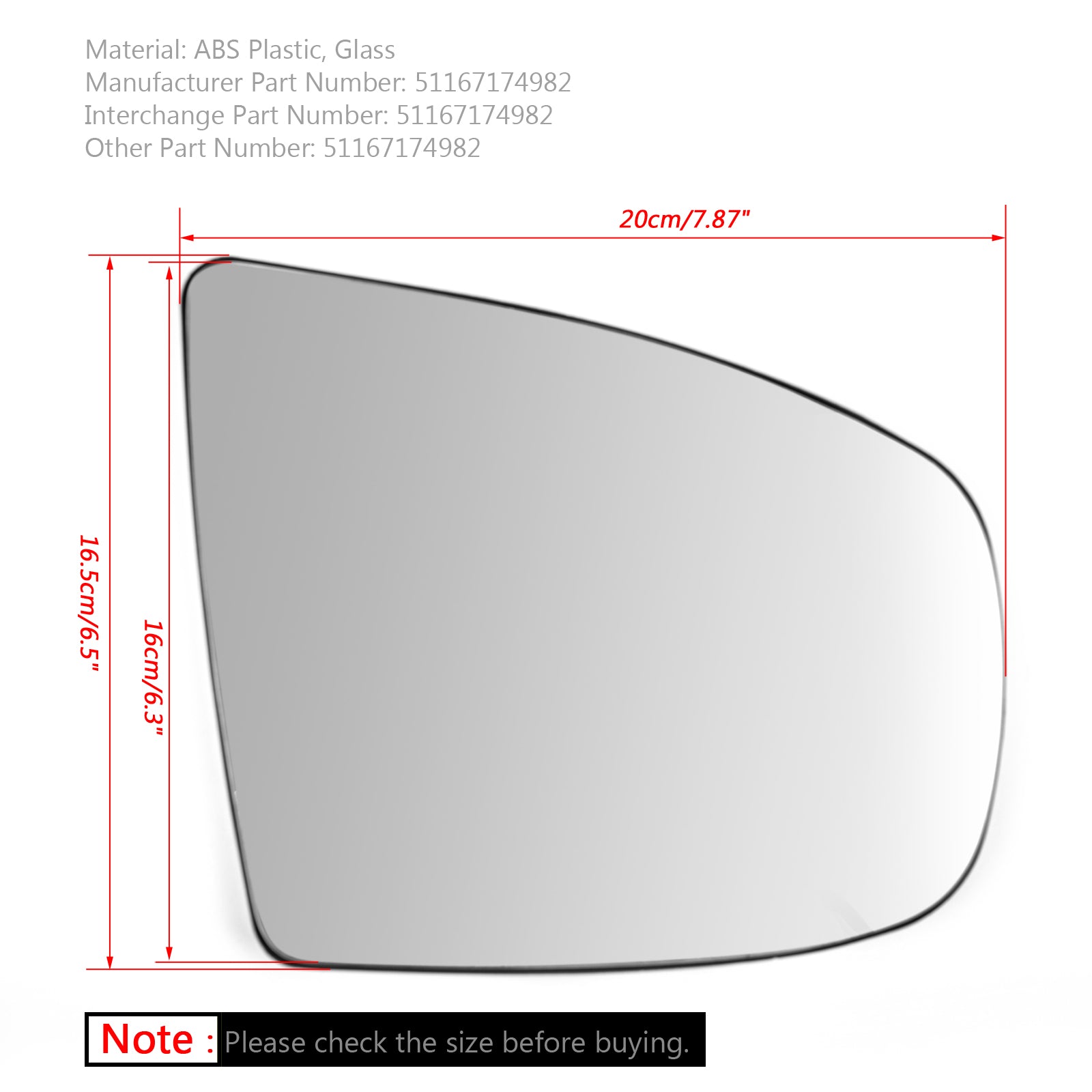 PALASER 2008-2014 BMW X5 X6 E70 E71 E72 Right Heated Wing Side Mirror White Glass - Image 4