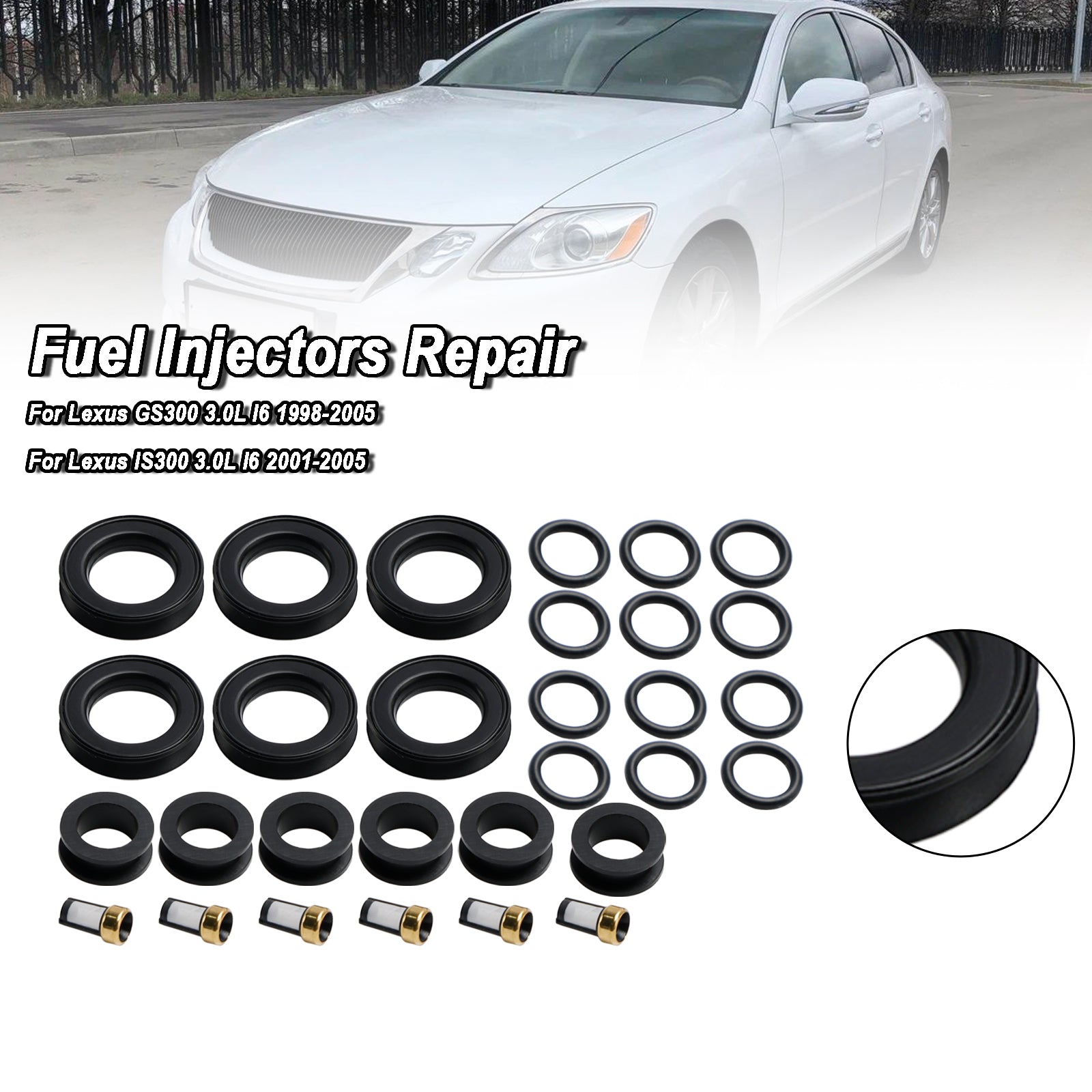 PALASER 2001-2005 Lexus IS300 3.0L I6 Fuel Injector Repair Kit 23250-46090 842-12268 - Image 2