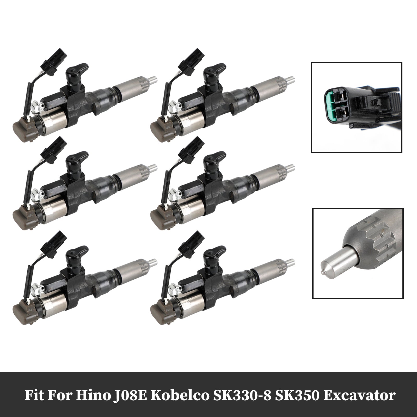 PALASER 6PCS Fuel Injectors 095000-6593 Fit Hino J08E Kobelco 1984-2018 3.8 4.7 Diesel - Image 8