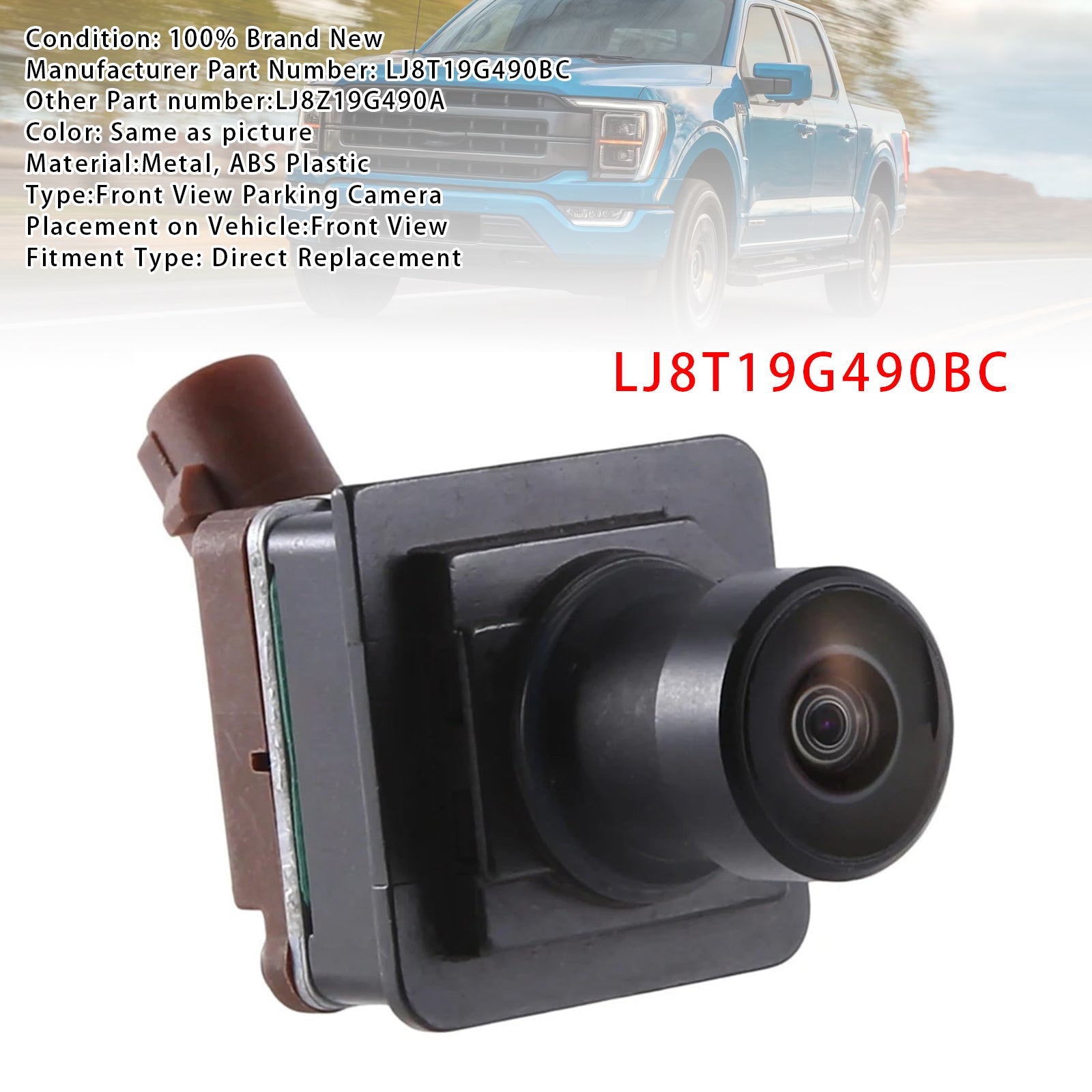 PALASER Front View Parking Assist Camera For Ford F-150 Mustang 21-22 LJ8T19G490BC - Image 2