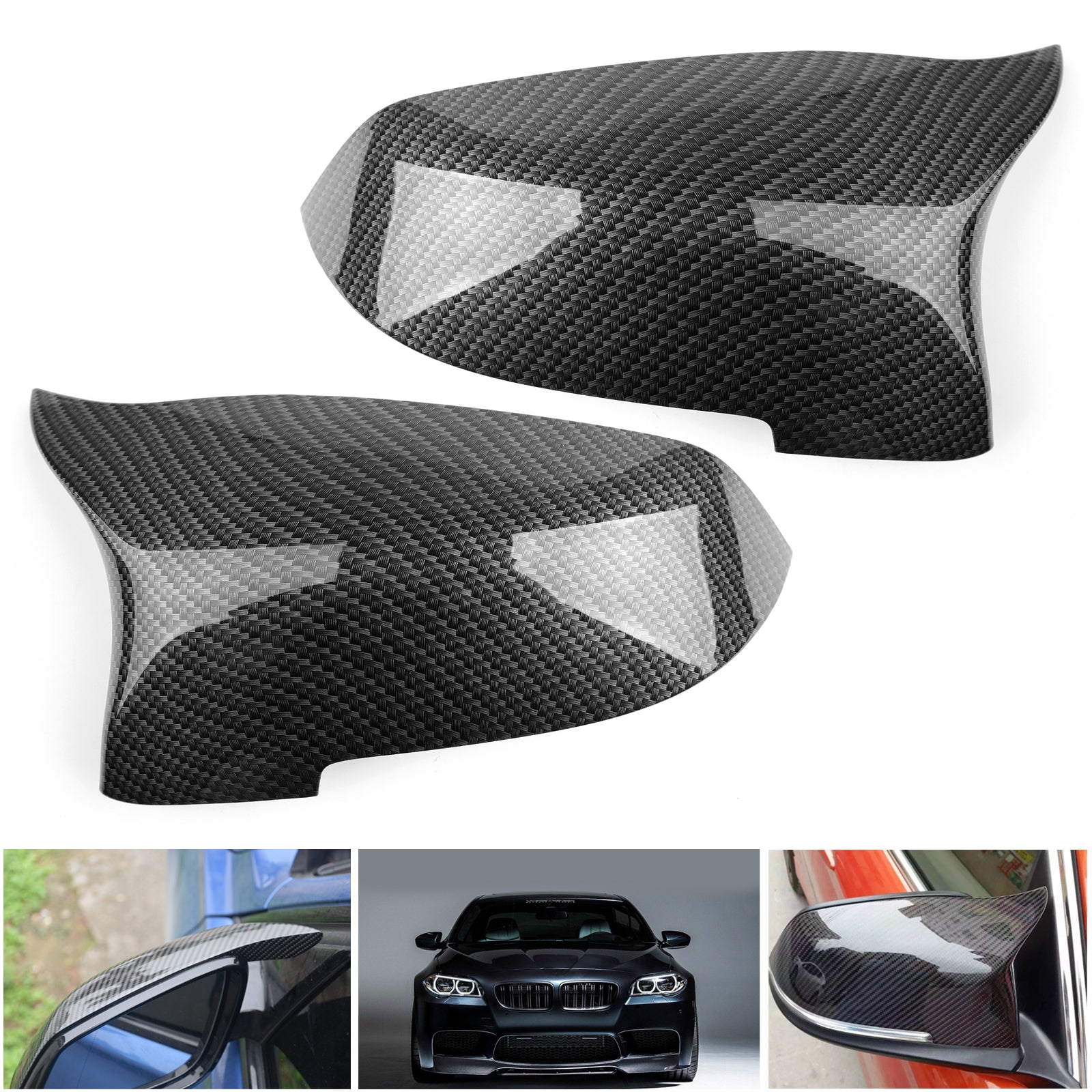 PALASER Pair Carbon Fiber Side Rear View Mirror Cover Caps For BMW F10 F18 2014-2016 - Image 3