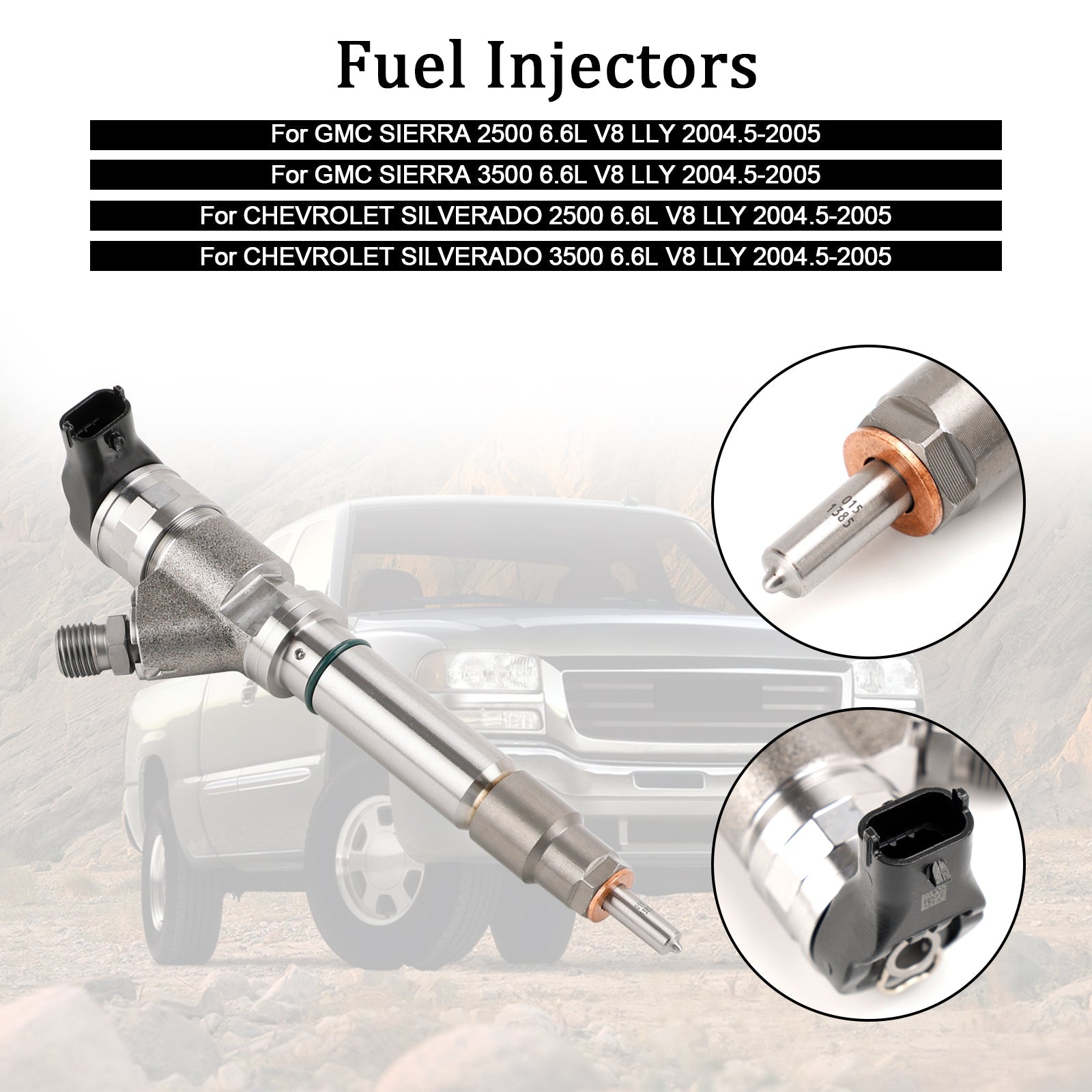 PALASER 2004.5-2005 GMC Sierra 2500/3500 6.6L V8 Lly 1PCS Fuel Injector 0986435504 - Image 8