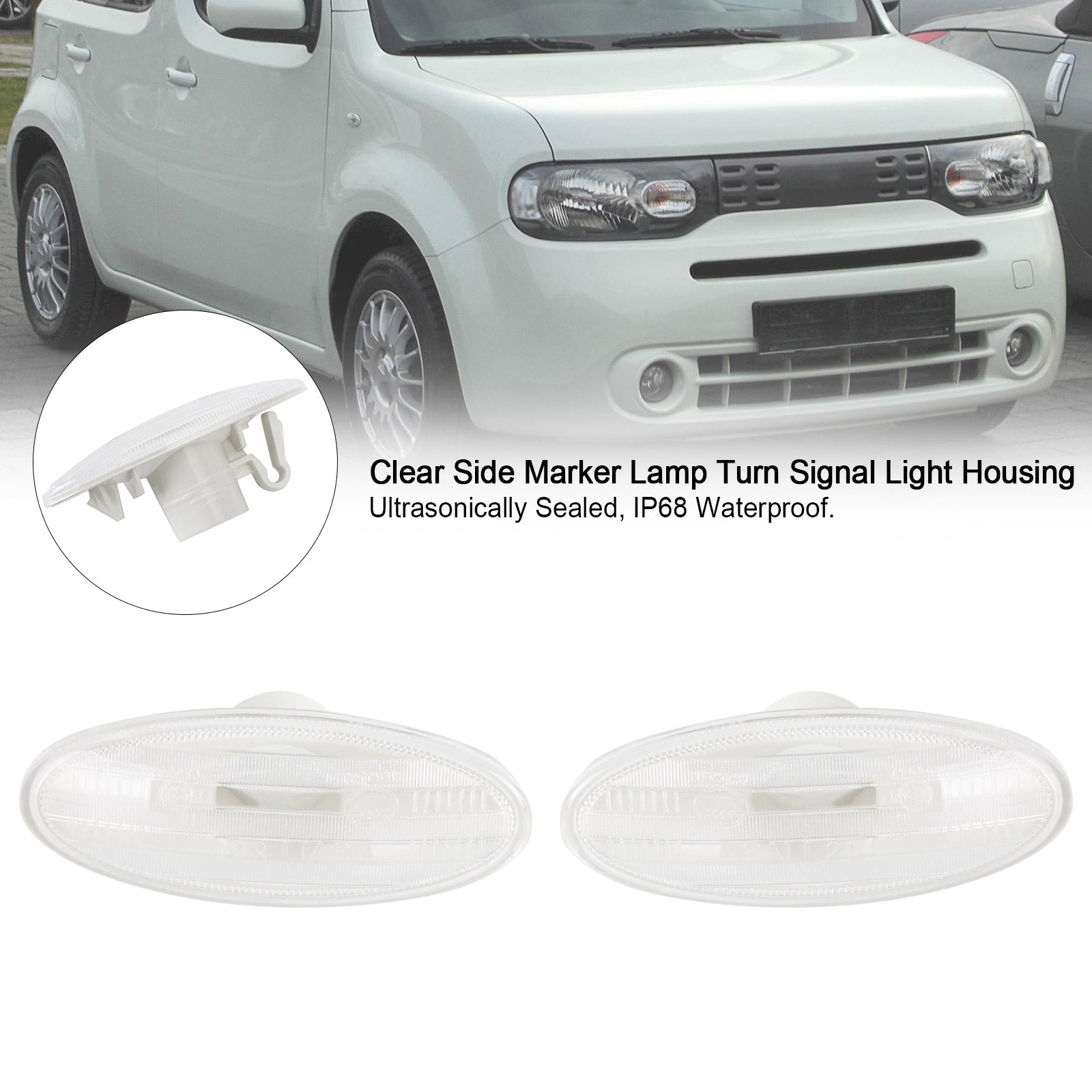 PALASER Nissan 26160-89900 2X Clear Side Marker Lamp Turn Signal Light Housing - Image 2