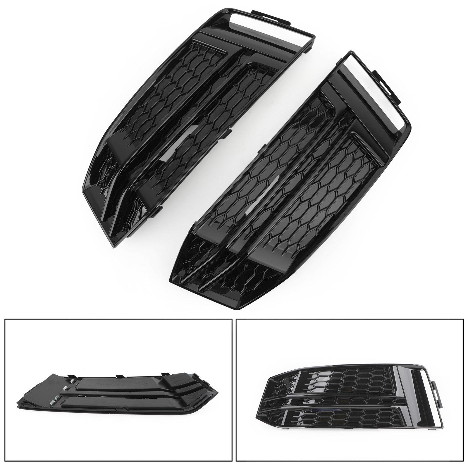 PALASER 2016-2018 Audi A4 B9 S-line Black Front Fog Light Cover Bumper Grill - Image 4