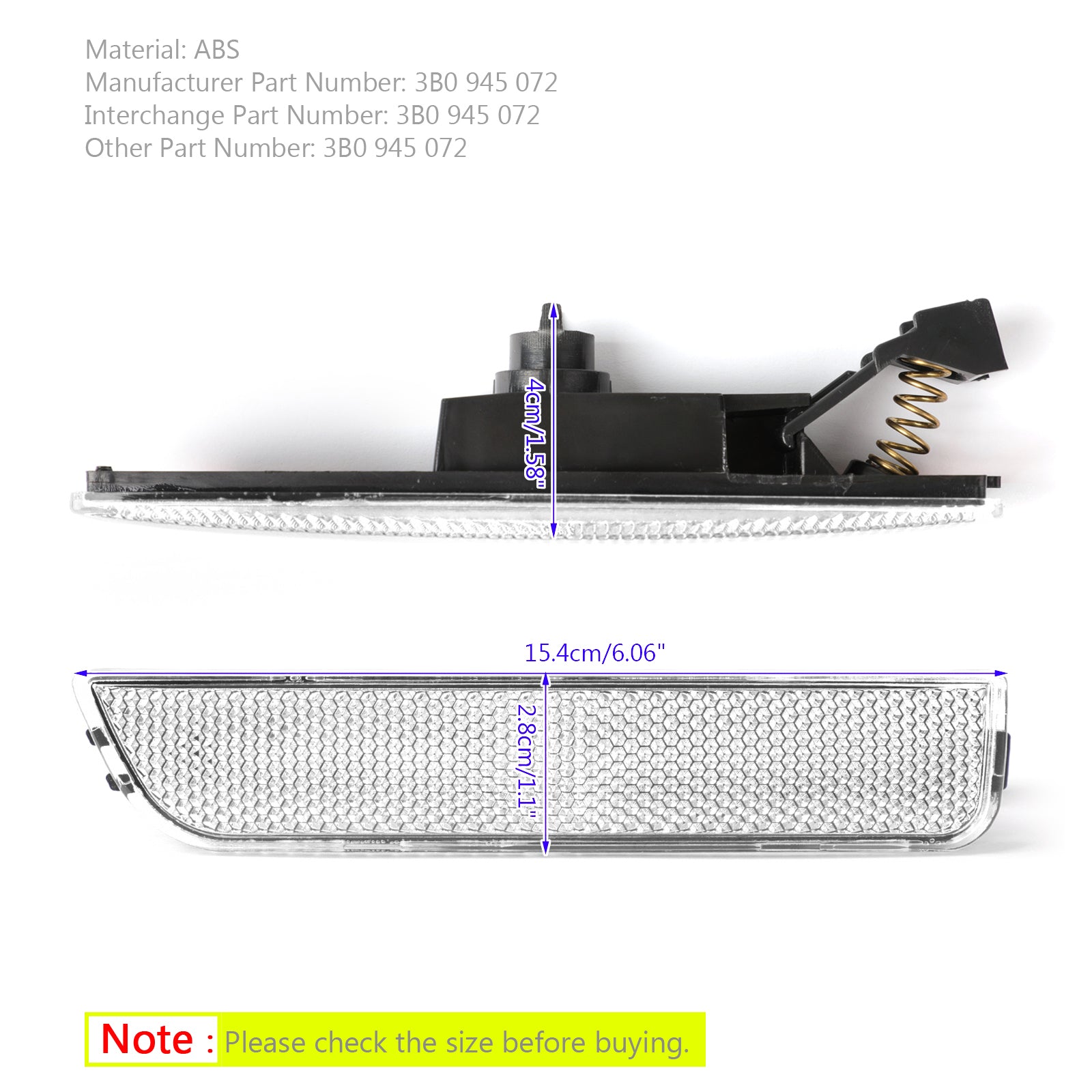 PALASER 2001-2005 Vw Passat B5.5 Right White Front Bumper Side Marker Lights - Image 2