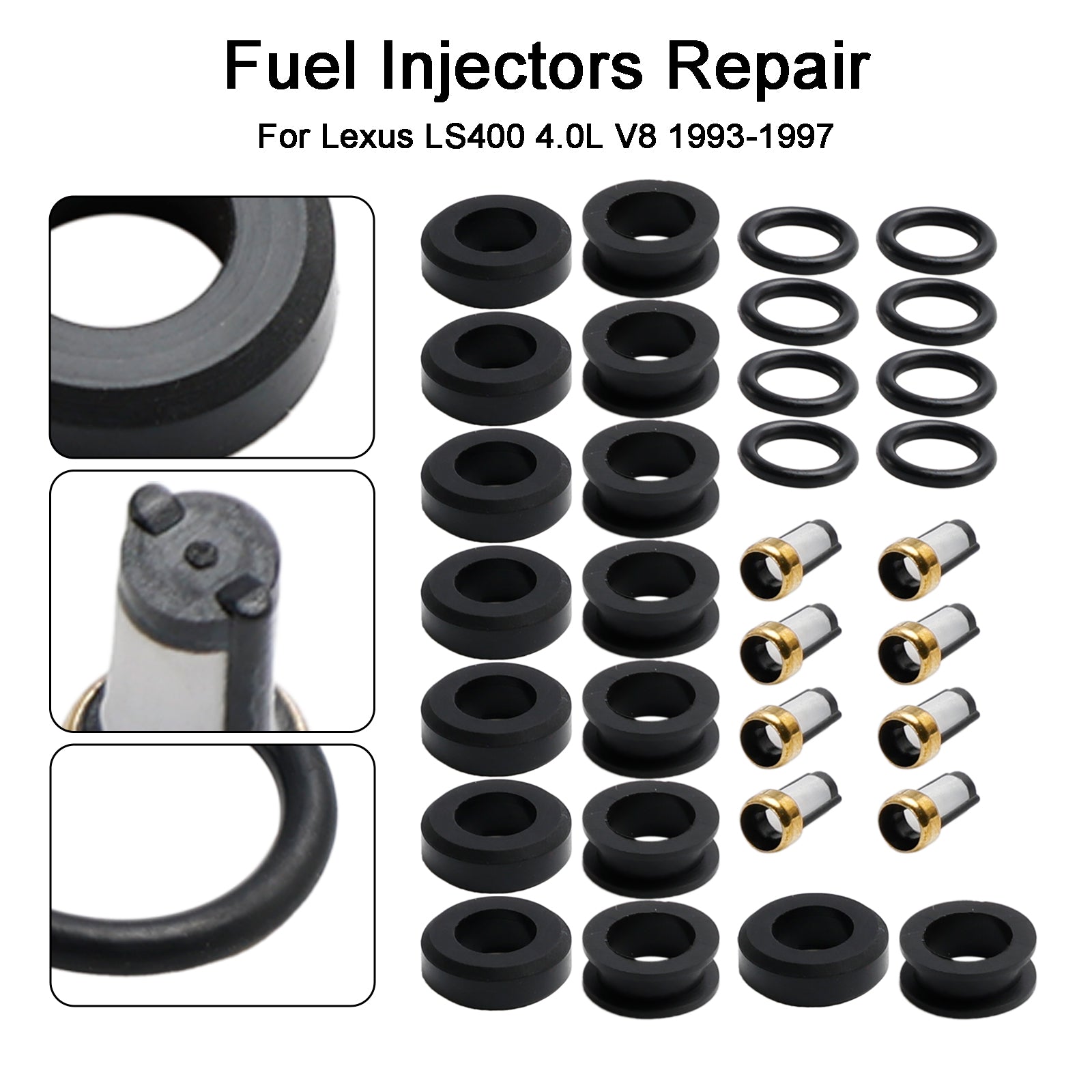 PALASER 1993-1997 Lexus LS400 4.0L V8 Fuel Injector Repair Kits 23250-50020 FJ525 - Image 5