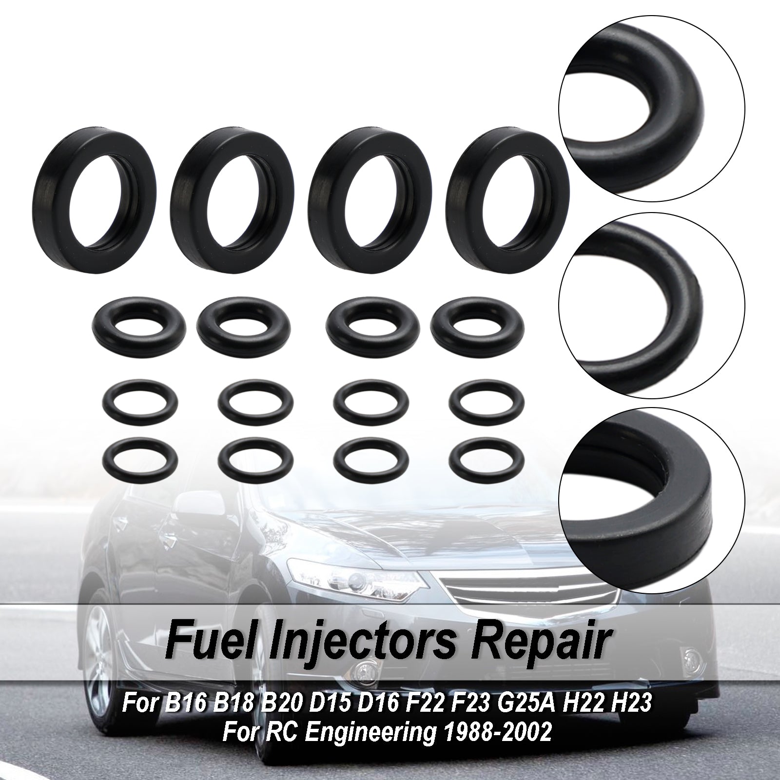 PALASER Honda Accord Crx Civic Delsol Prelude 4Pcs Fuel Injector Seal O-ring Kit BK14H - Image 5