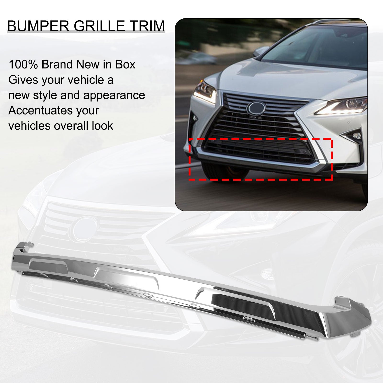 PALASER RX350 RX450 2016-2019 Base Model Front Bumper Cover Lower Grill Chrome Molding