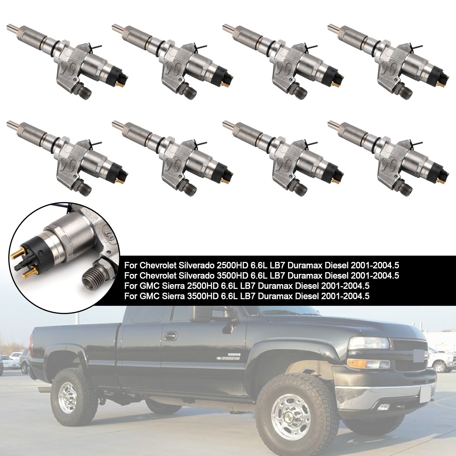 PALASER 2001-2004.5 GMC Sierra 2500HD 3500HD 6.6L LB7 Duramax Diesel 8PCS Fuel Injectors 0445120008 0986435502 97208074 - Image 9