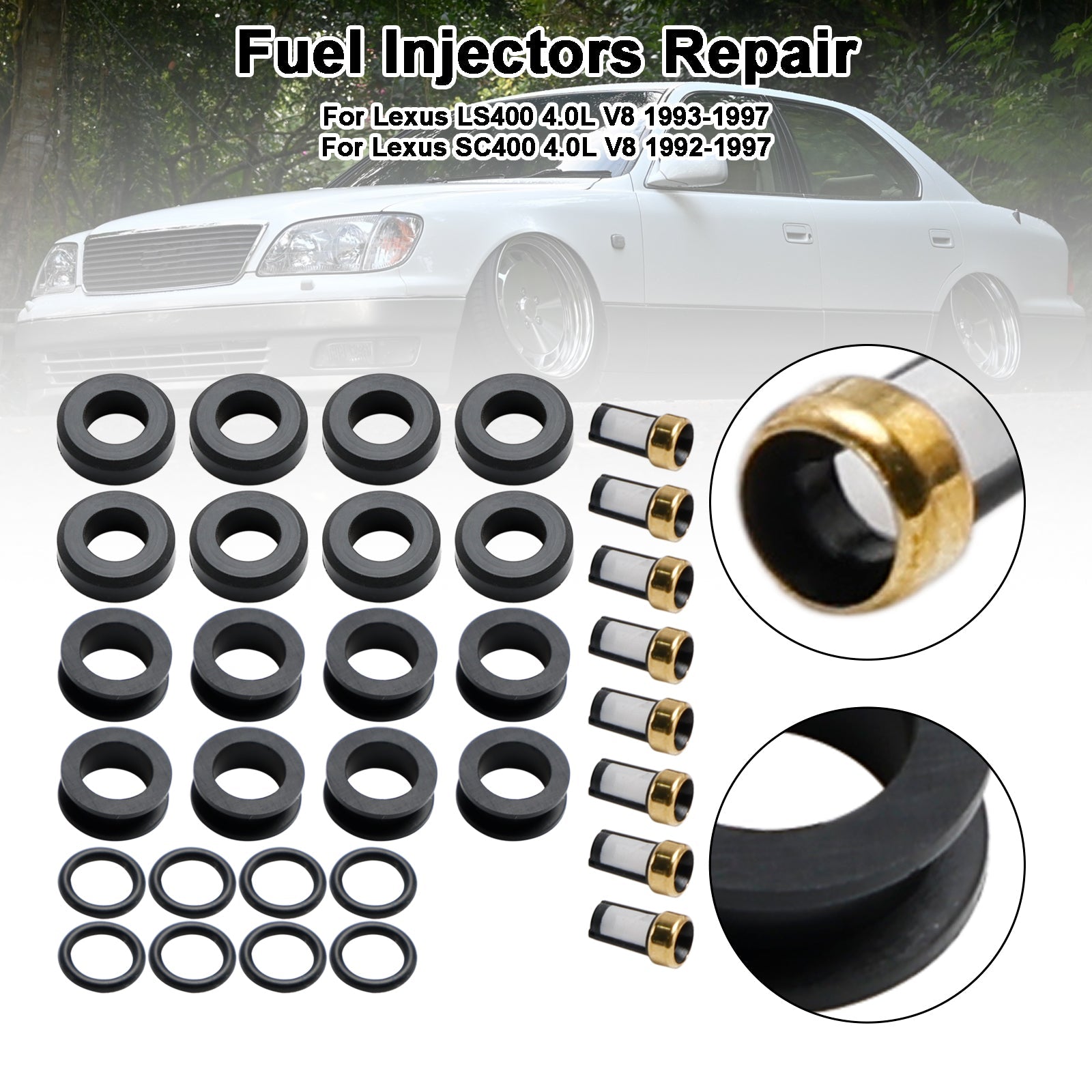 PALASER 1993-1997 Lexus LS400 4.0L V8 Fuel Injector Repair Kits 23250-50020 FJ525 - Image 4