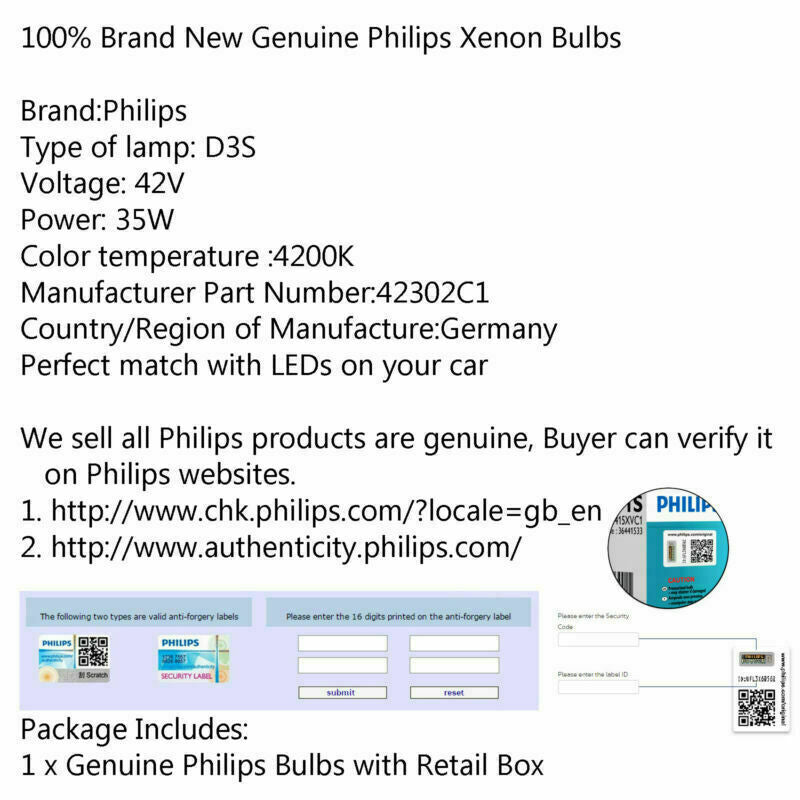 PALASER For Headlight 4200K, Xenstart Xenon New Bulb 42403C1 D3S Hid Philips - Image 6